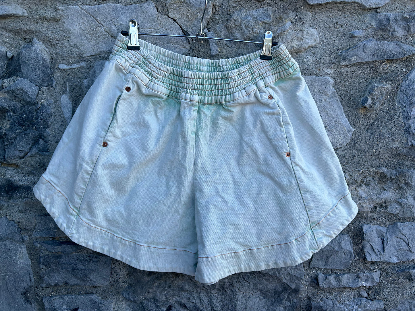 90s pale green denim shorts uk 10-12
