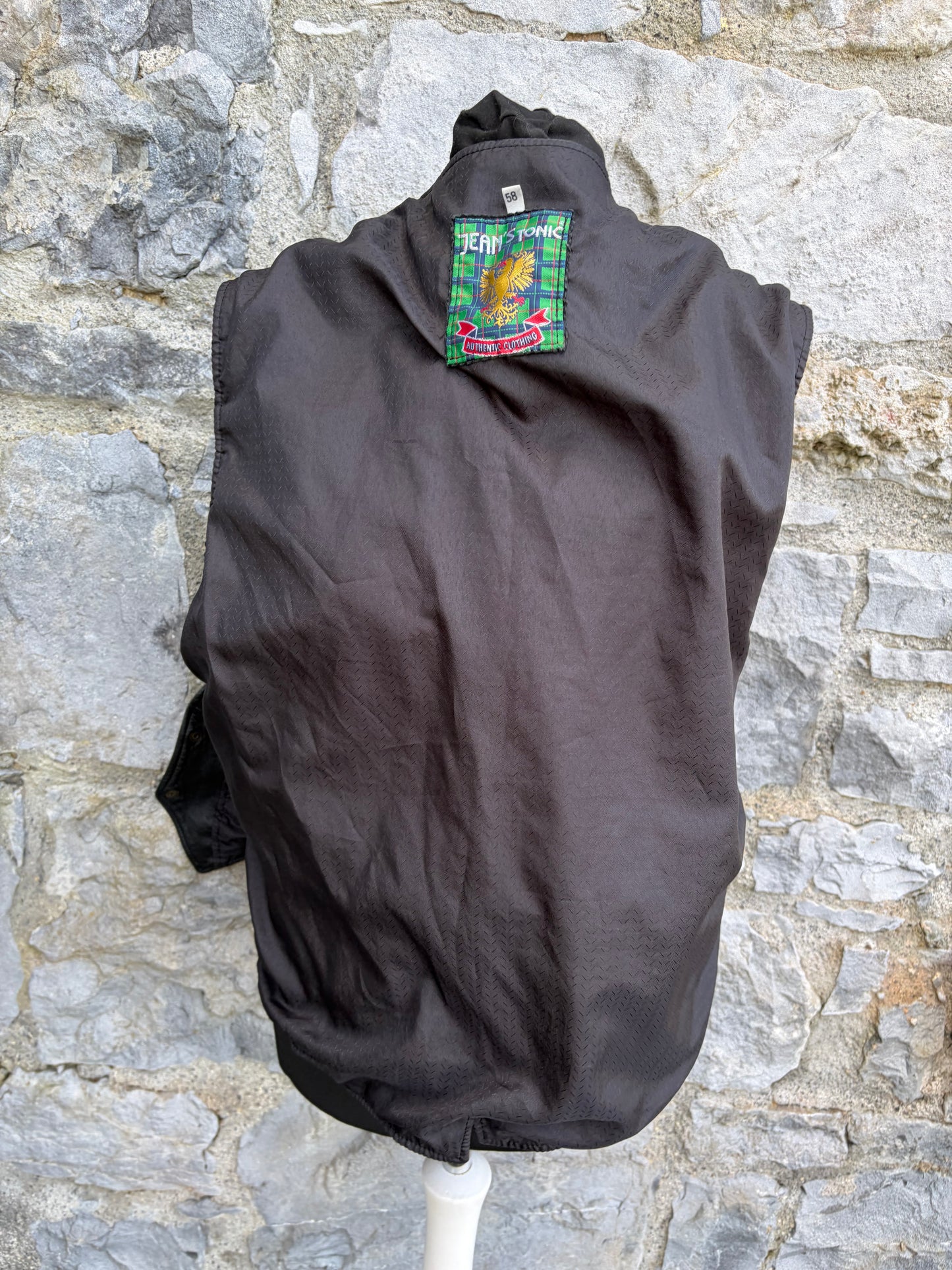 80s black leather jacket Large
