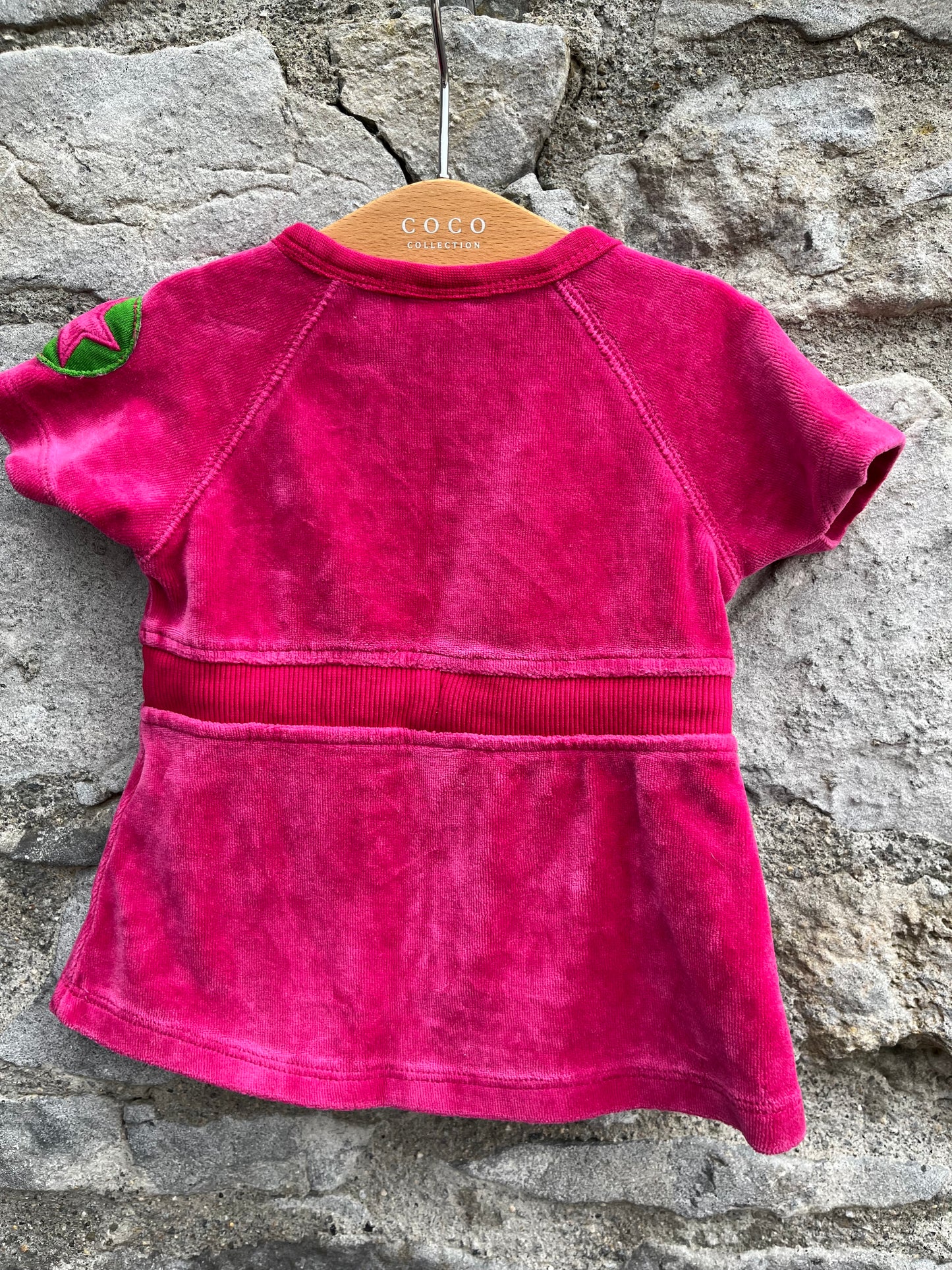 Pink velour dress 0-3m (56-62cm)