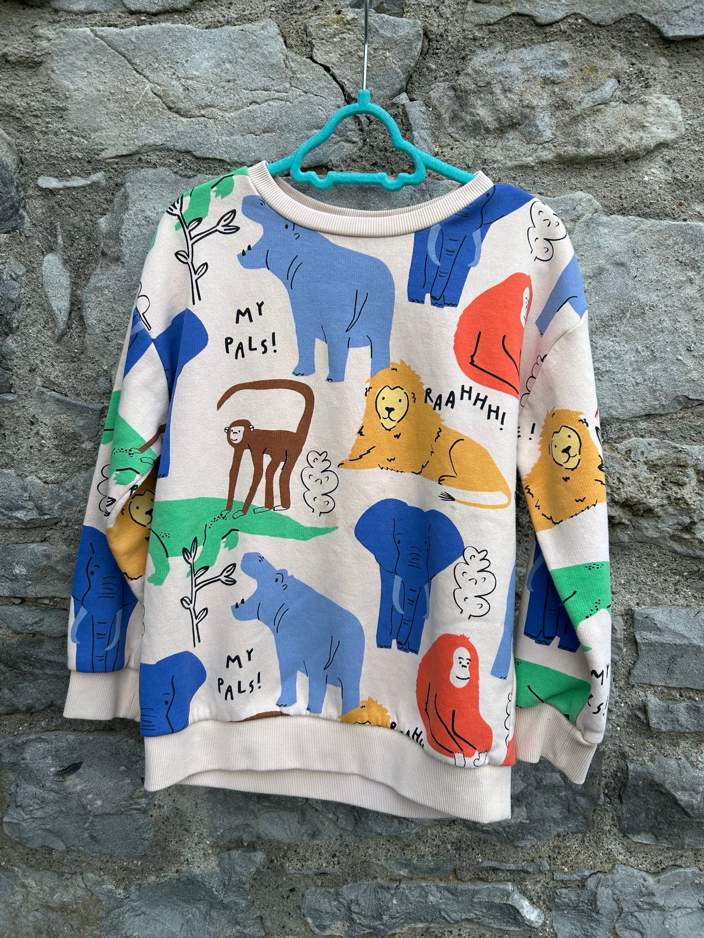 Wild animals beige sweatshirt 7-8y (122-128cm)