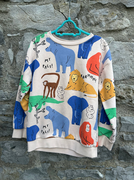 Wild animals beige sweatshirt  7-8y (122-128cm)