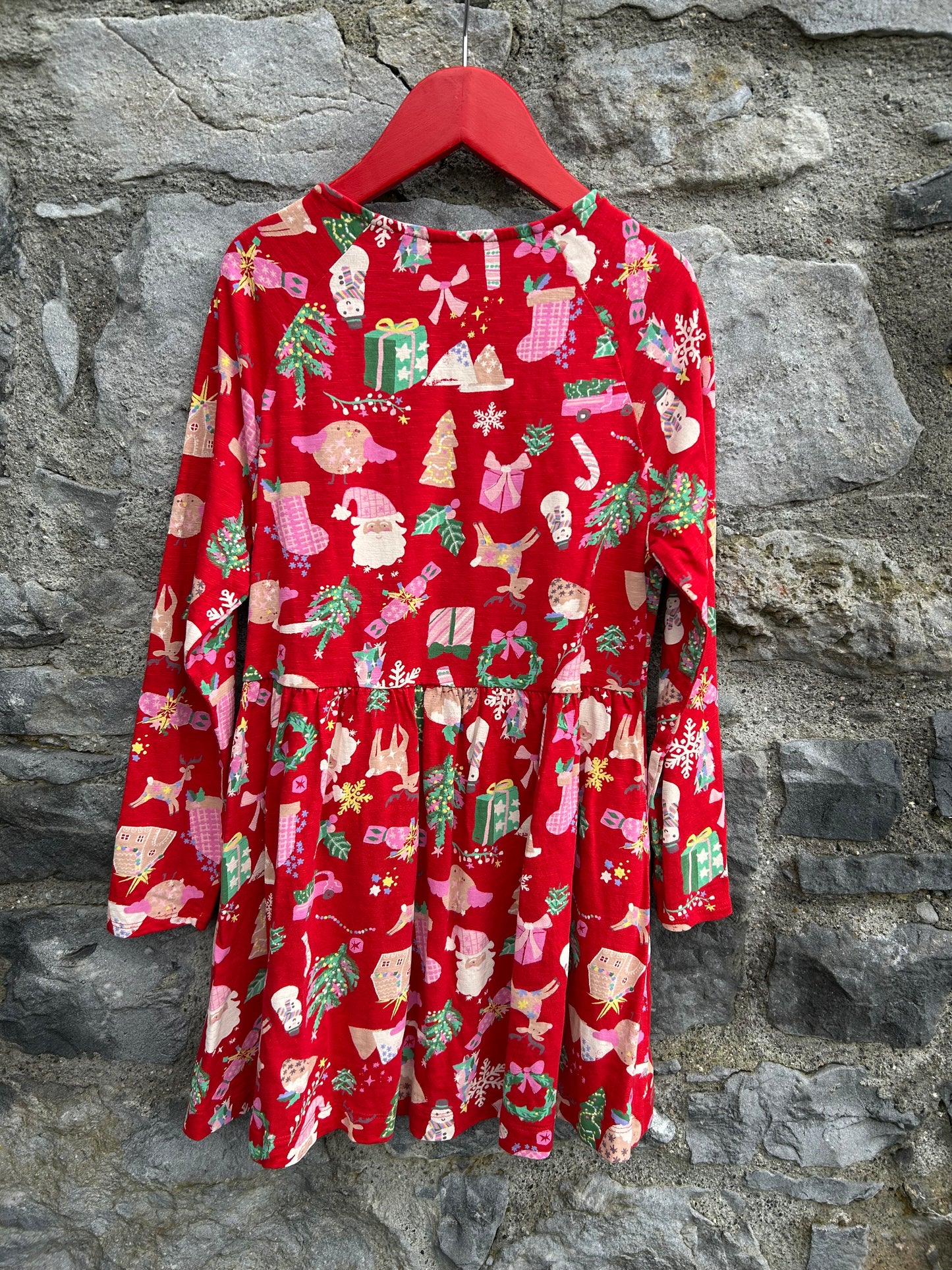 Christmas print red dress 8y (128cm)
