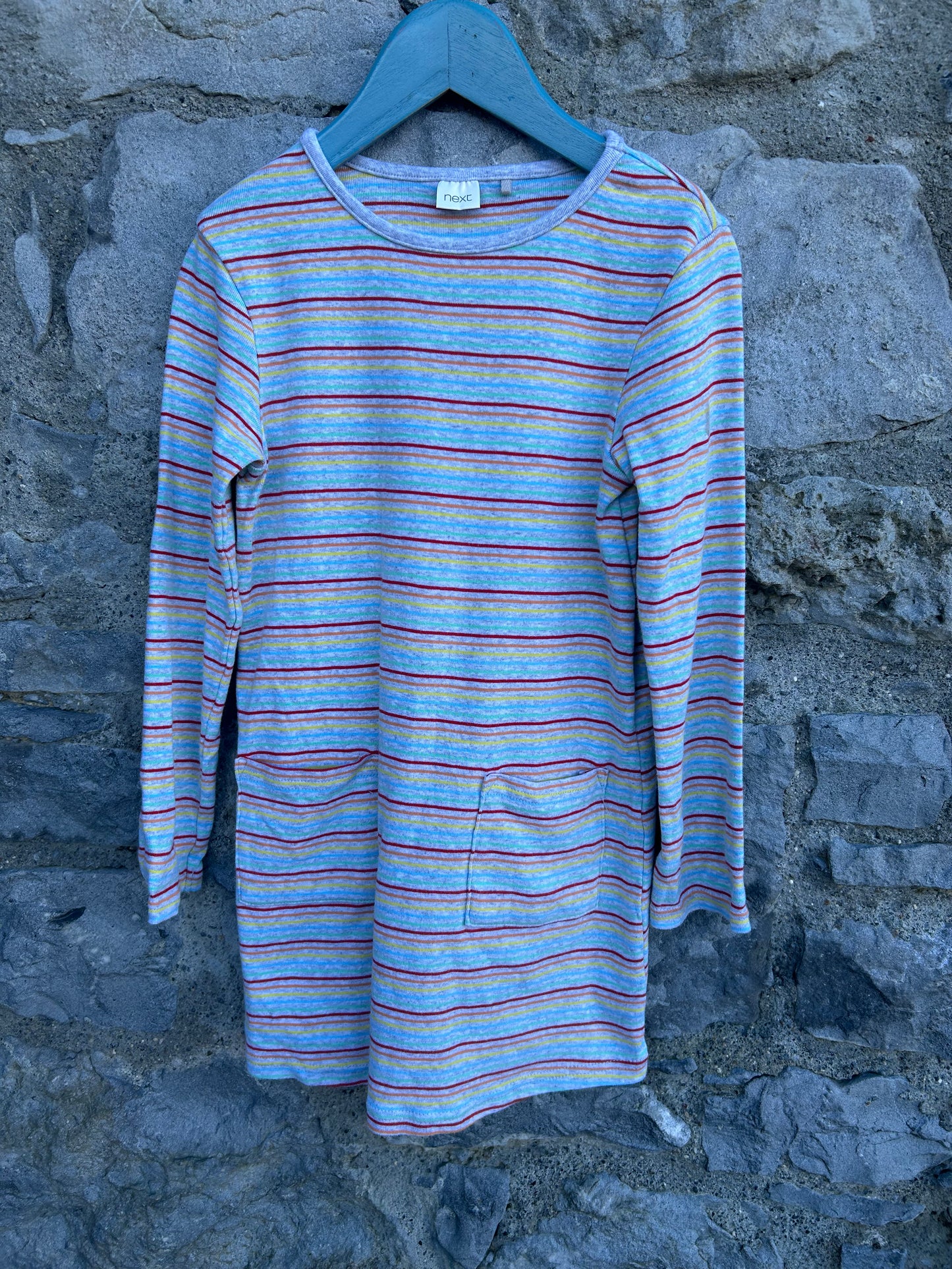 Grey rainbow stripes tunic 7y (122cm)