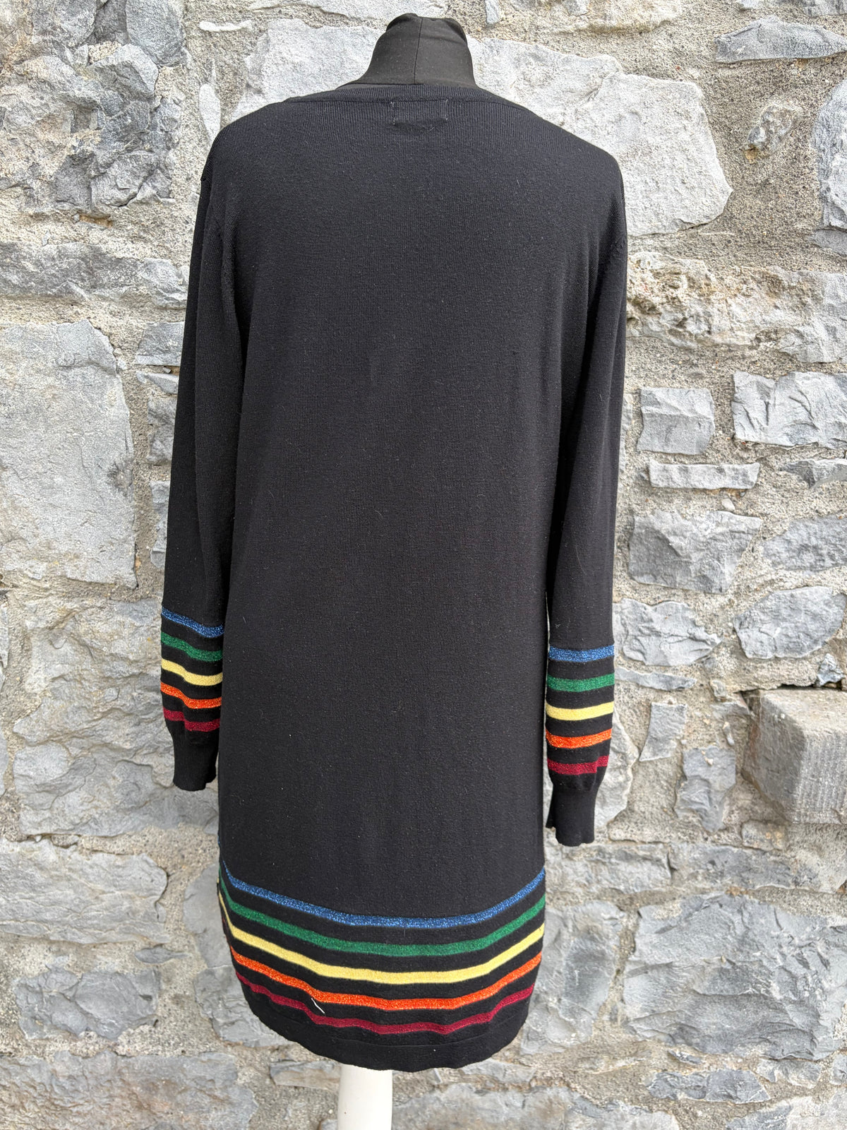Black knitted dress with rainbow stripes uk 14-16
