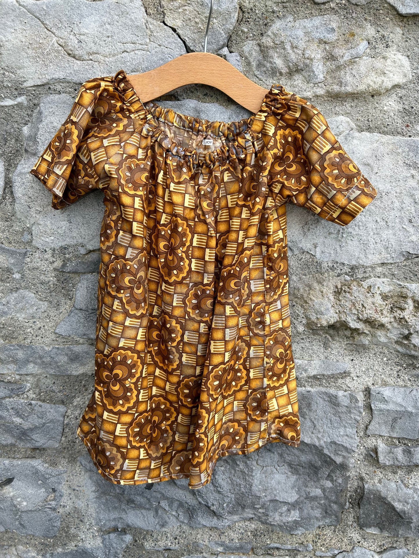 Brown check&flowers top 6-7y (116-122cm)