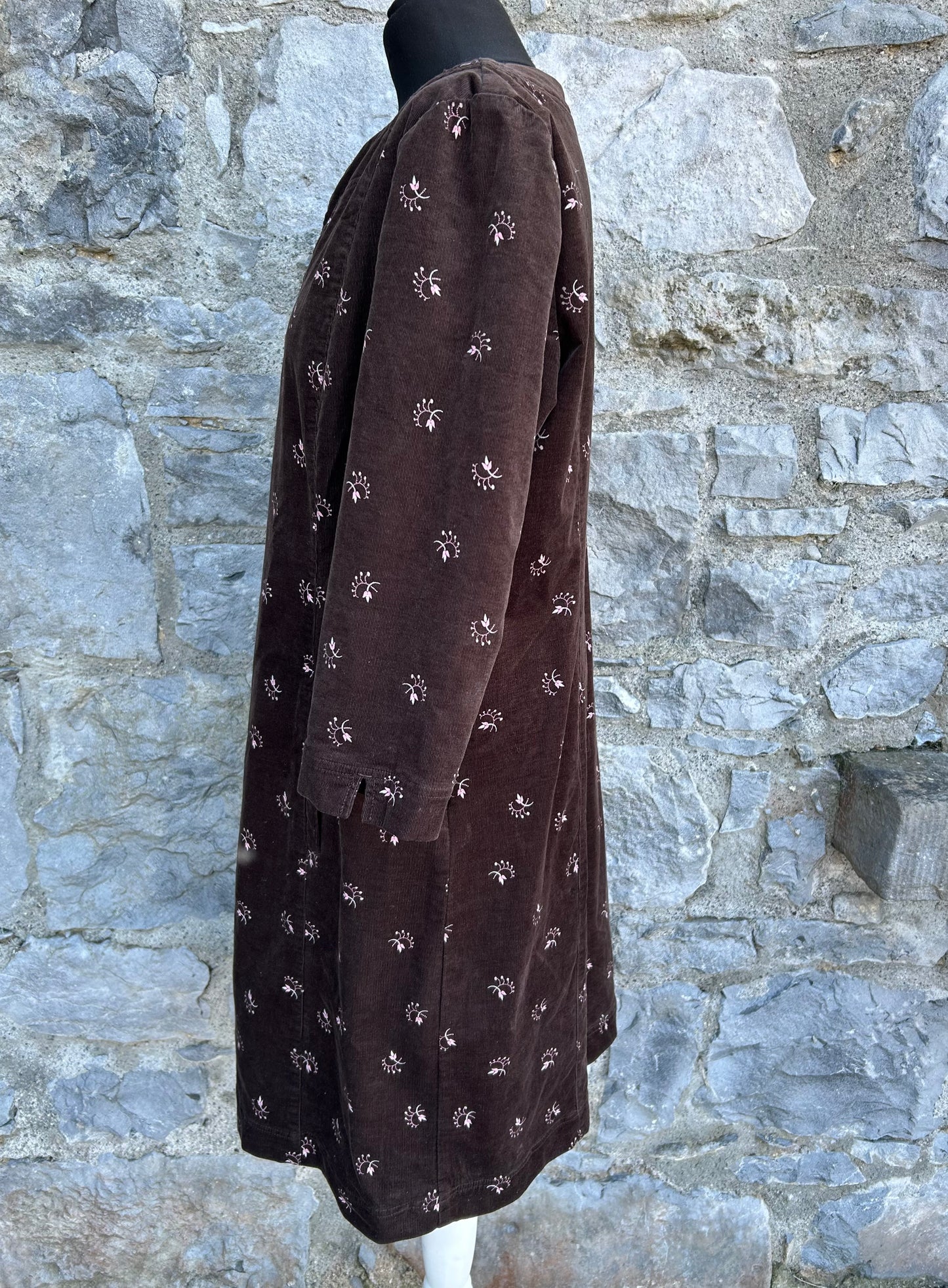 Brown floral cord dress uk 14