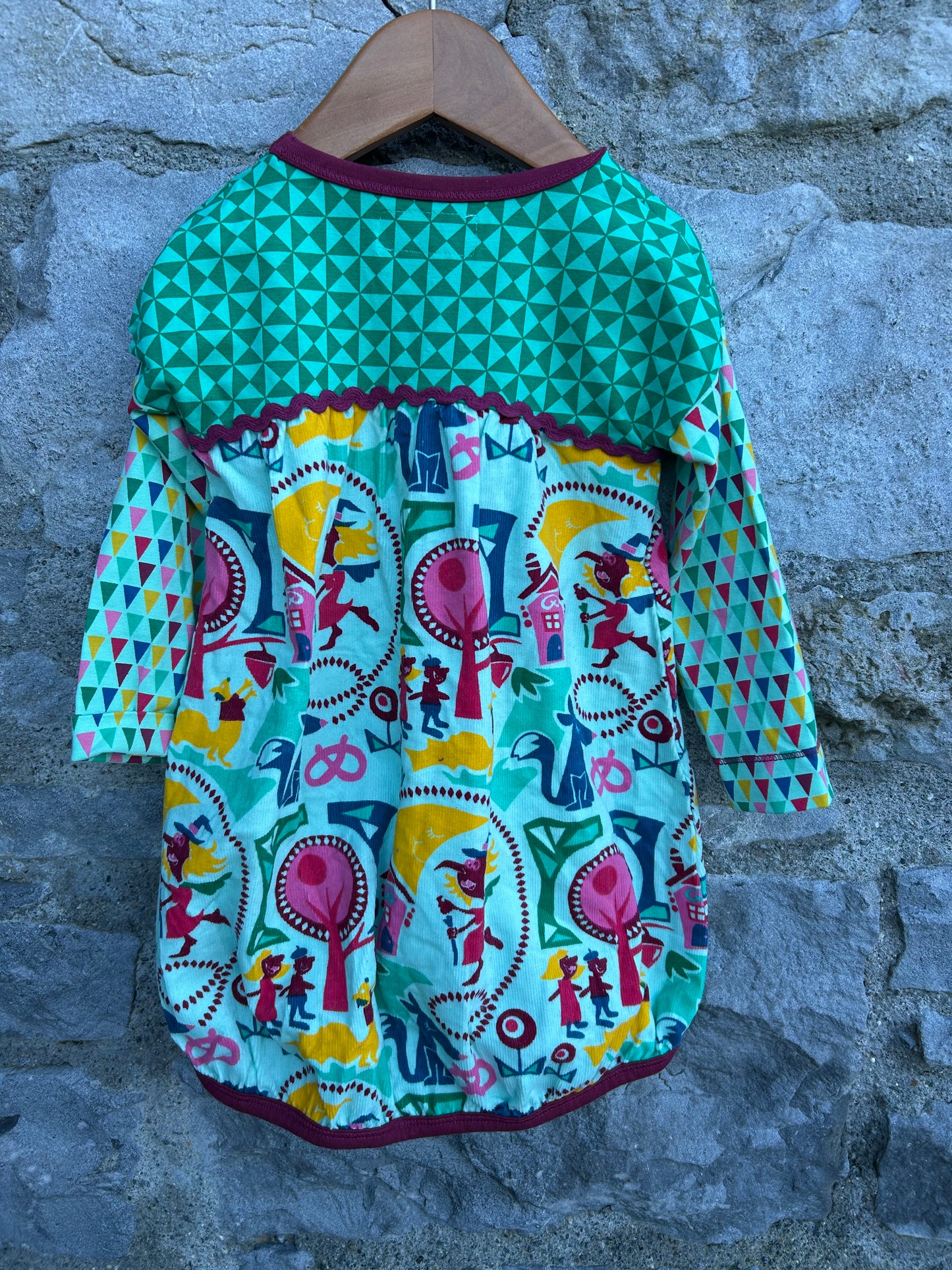Green woodland&geometric dress 12-18m (80-86cm)