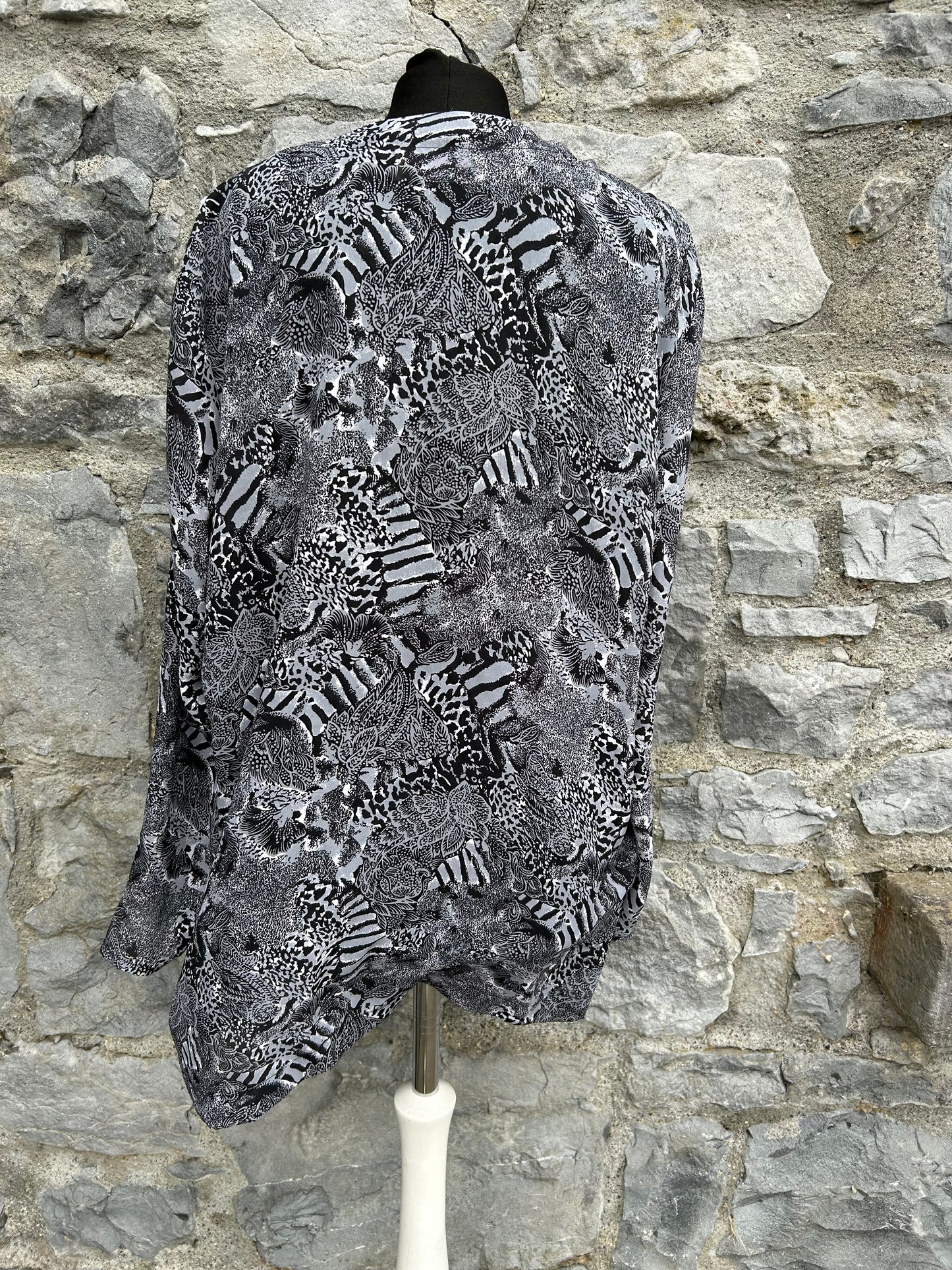 90s Black&white animal print open jacket uk 16