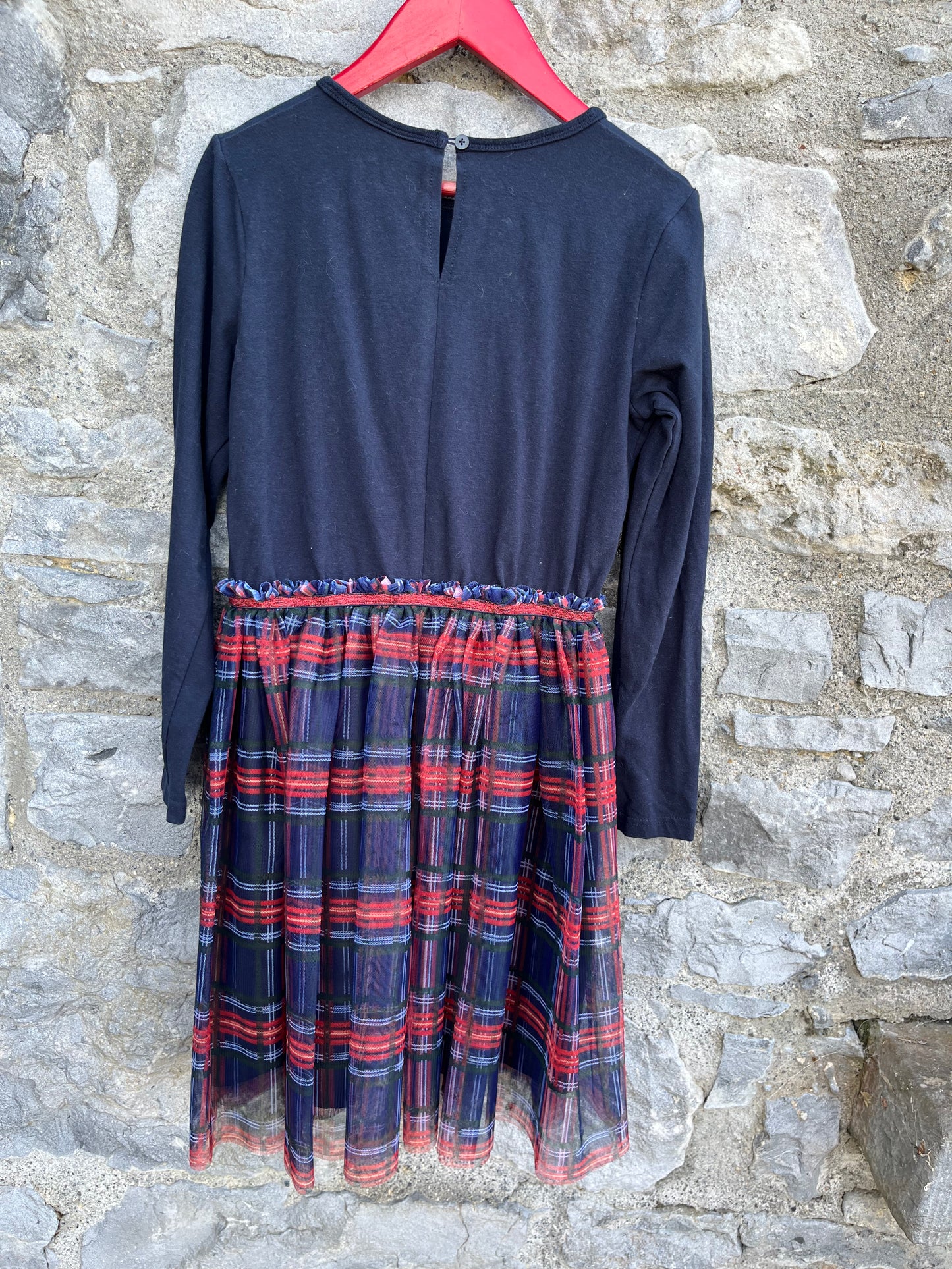 Navy&tartan dress 11y (146cm)