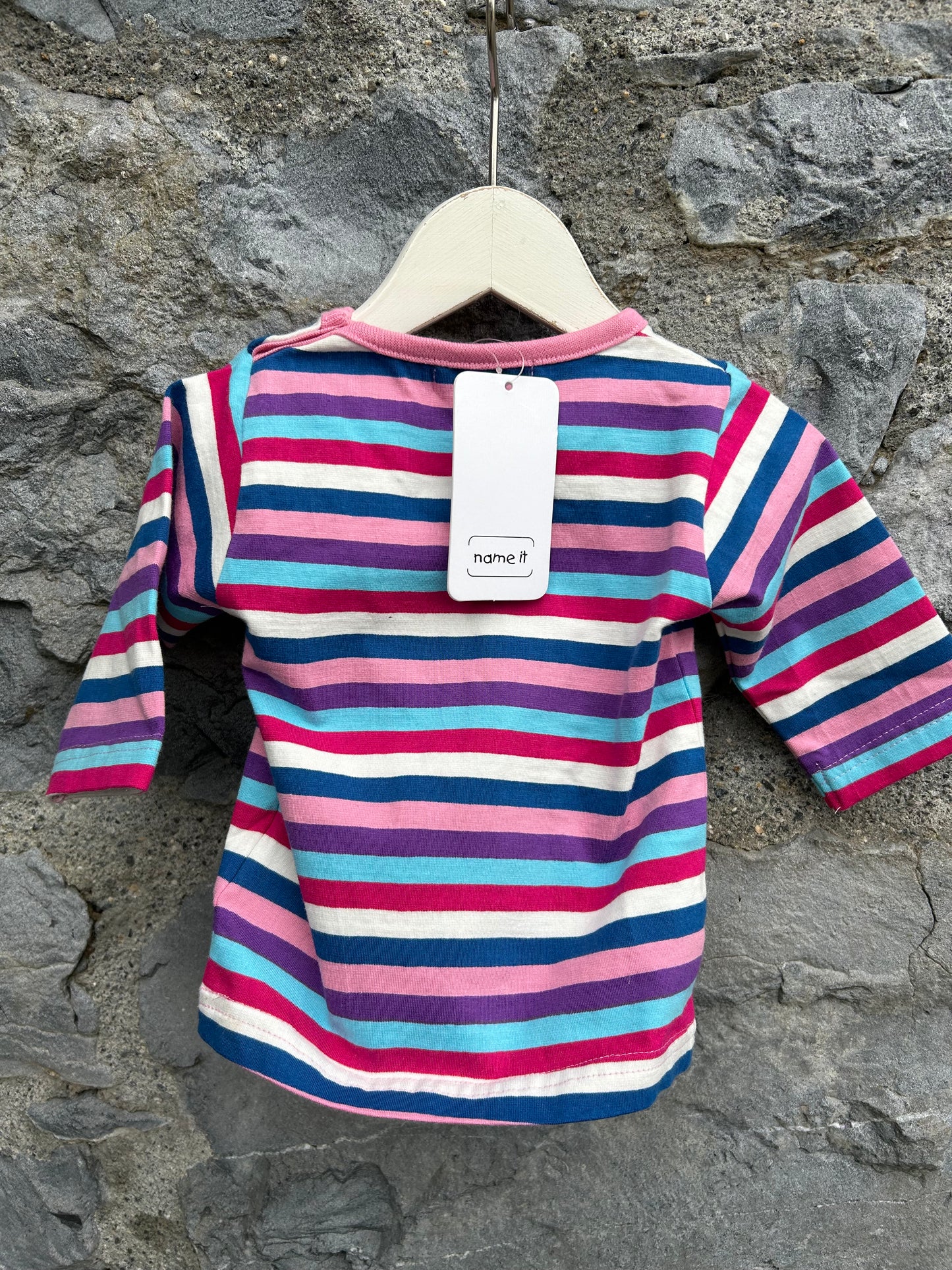 Pink colourful stripy top 0-3m (56-62cm)