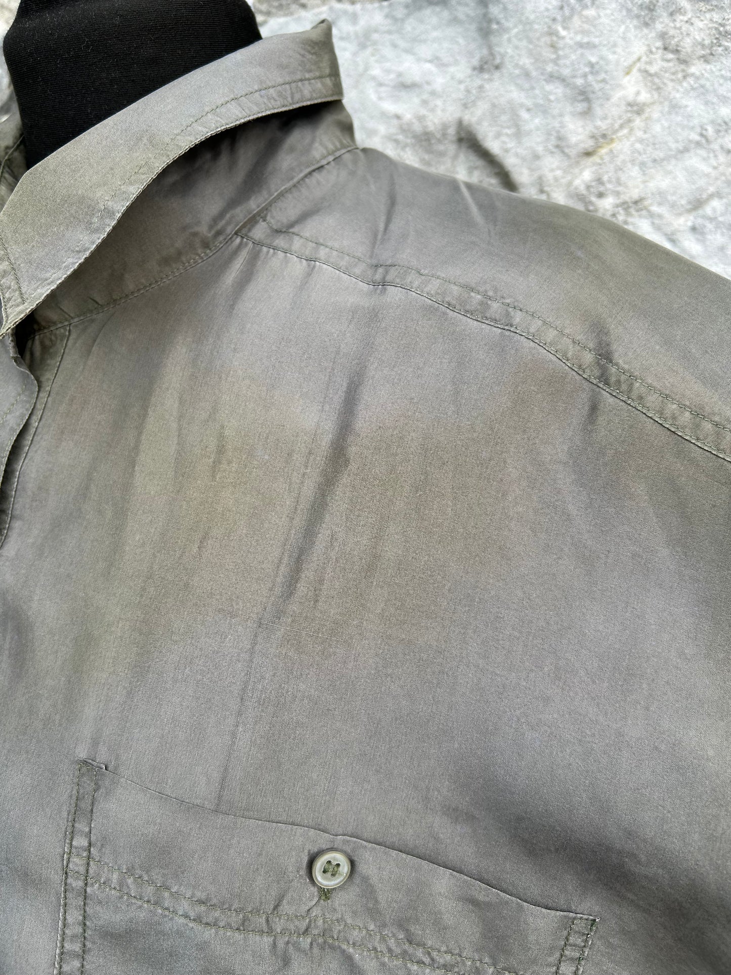 90s silk khaki shirt Large