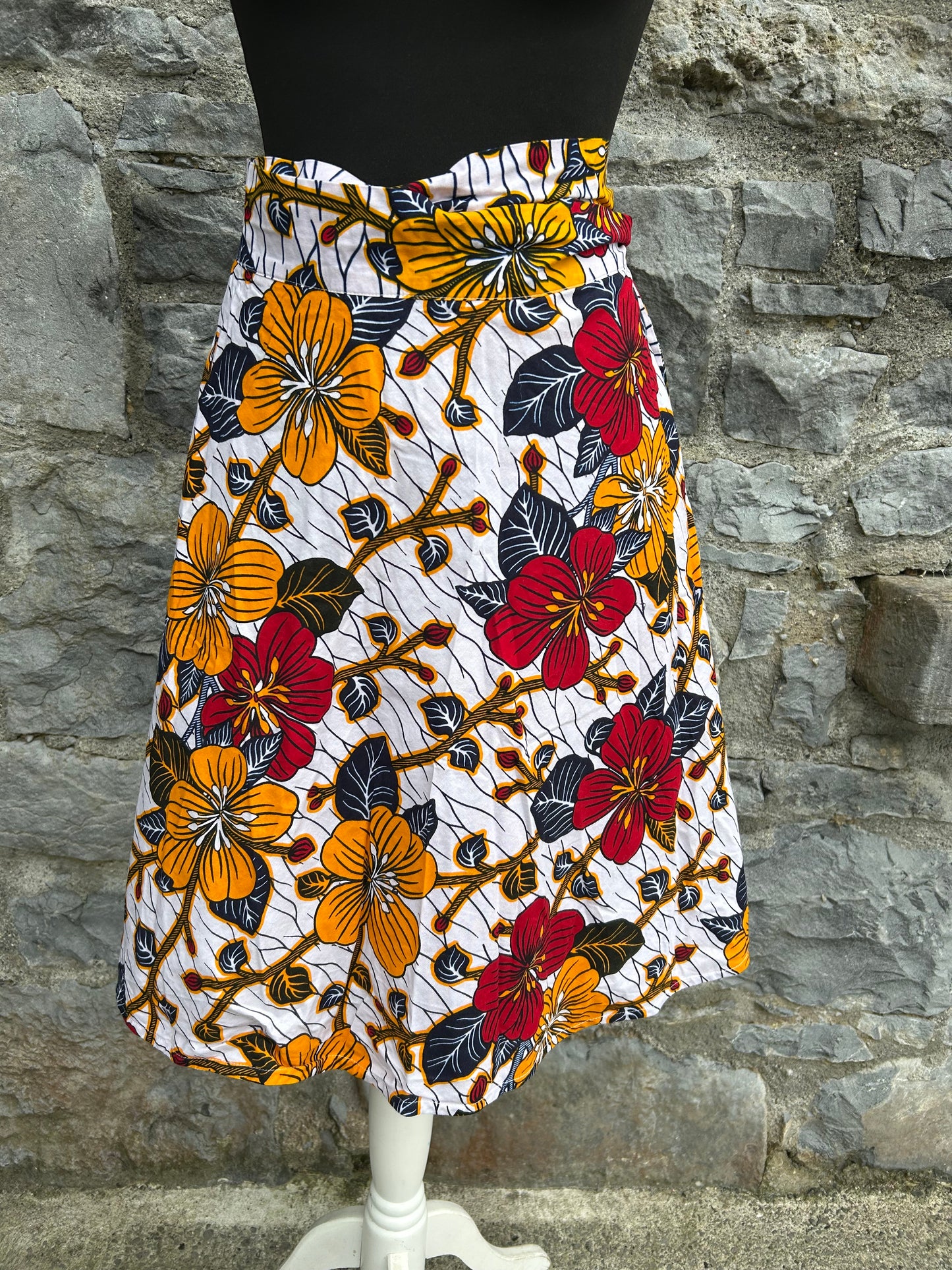 Orange&red flowers wrap skirt uk 10-12