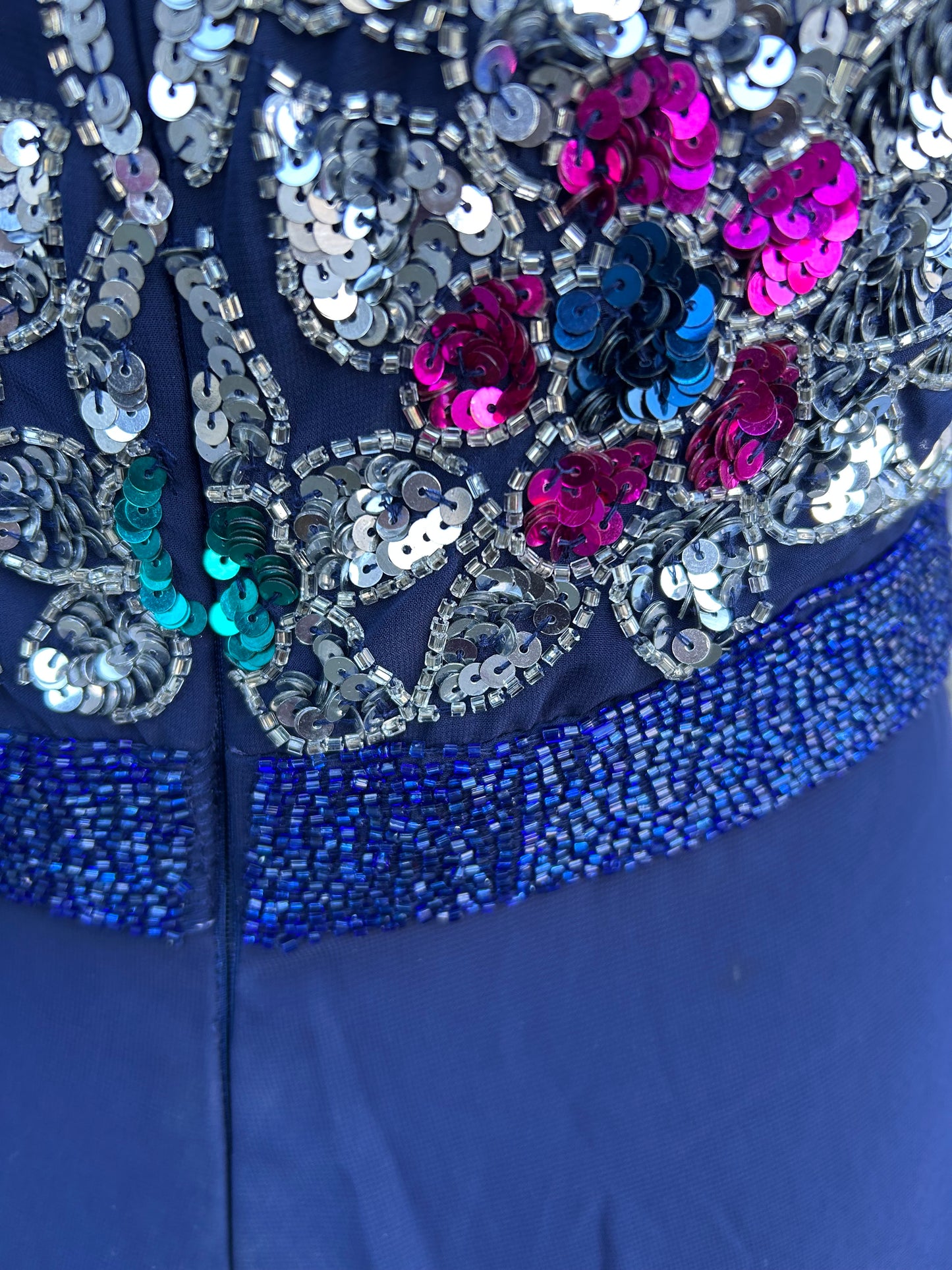 Colourful sequin&navy dress uk 10