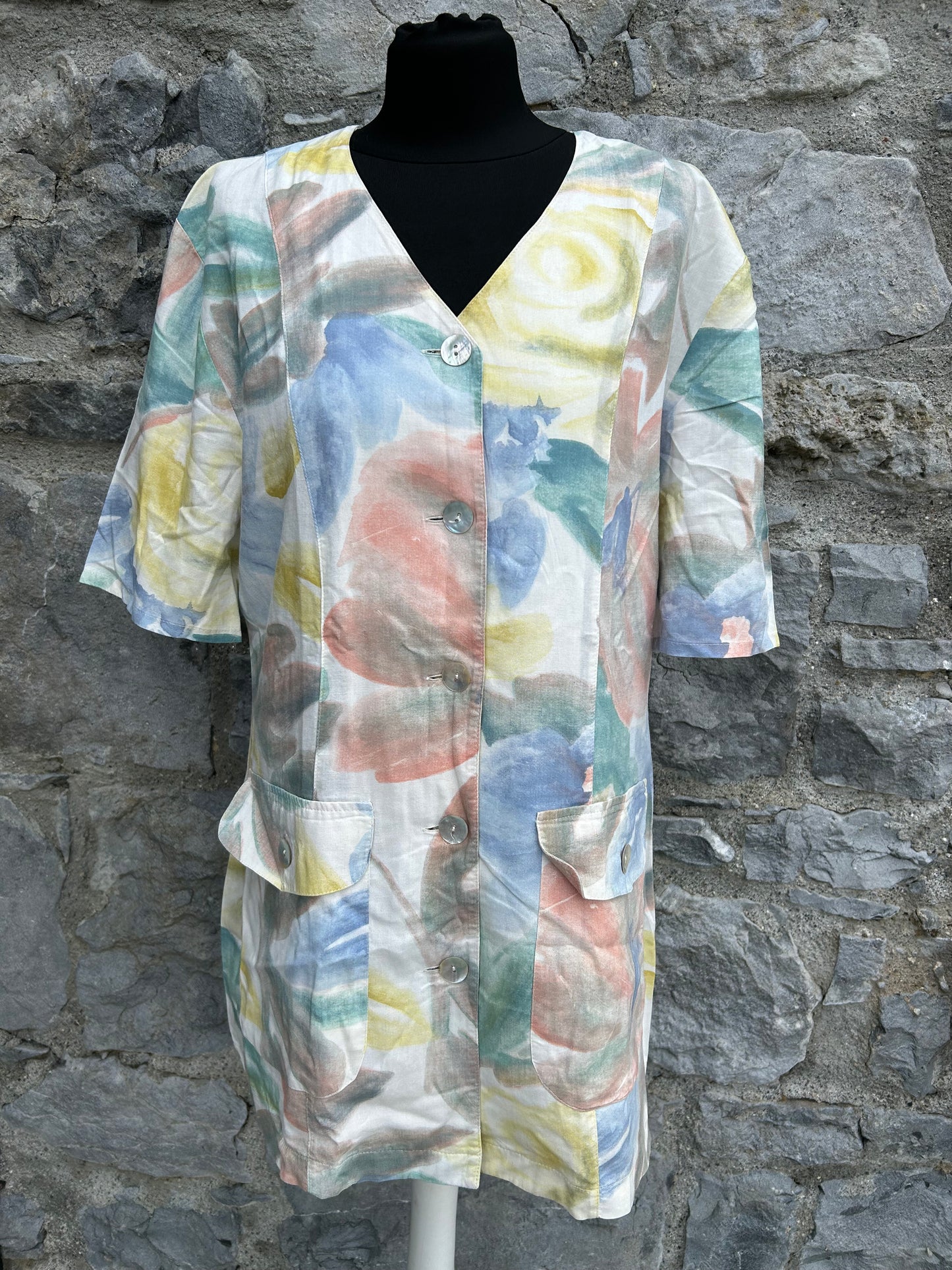 80s pastel floral top uk 12-14