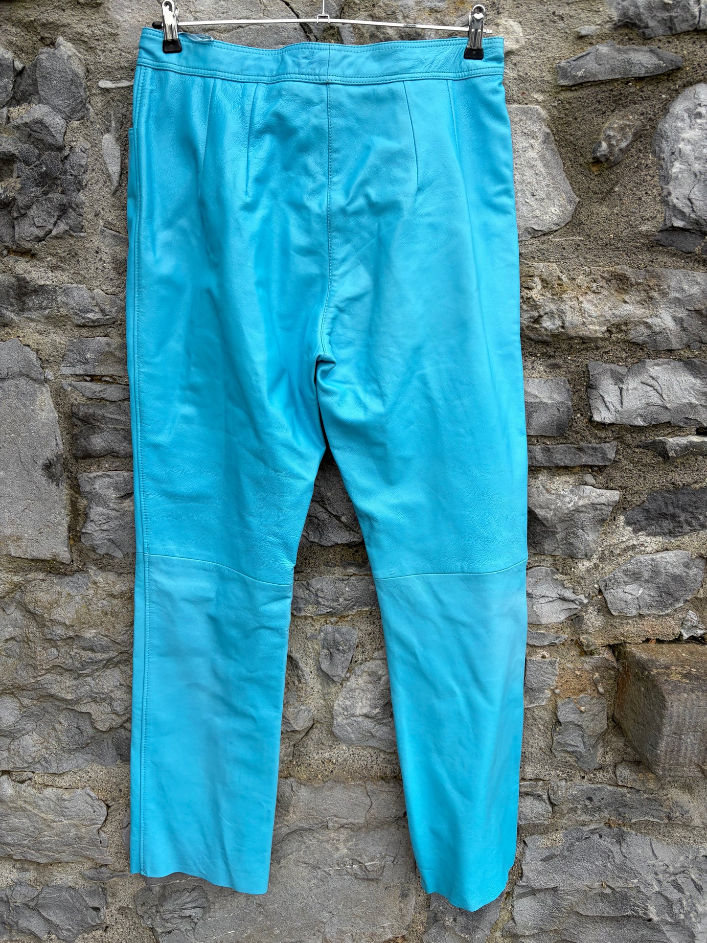 80s teal leather pants uk 16