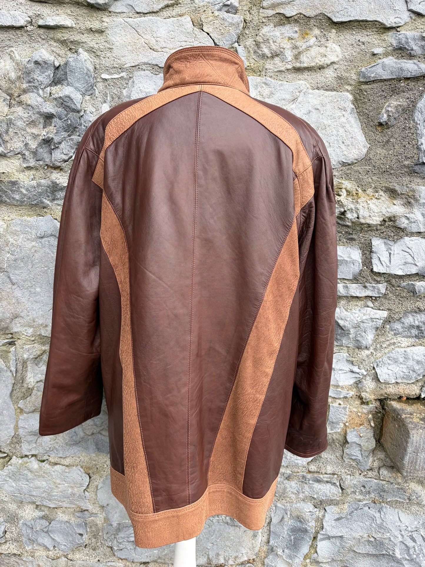 80s brown leather jacket uk 14