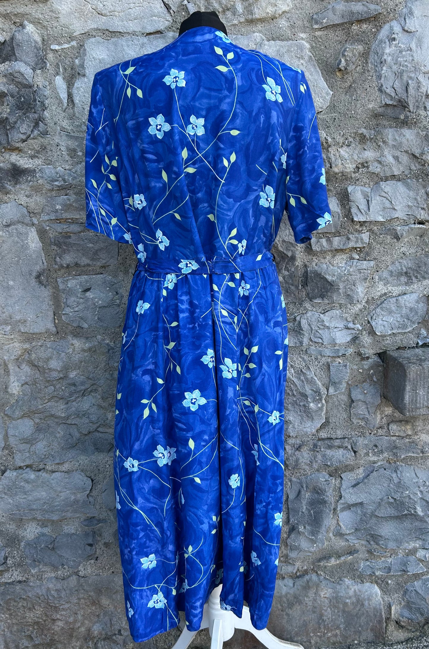 80s blue floral dress uk 14