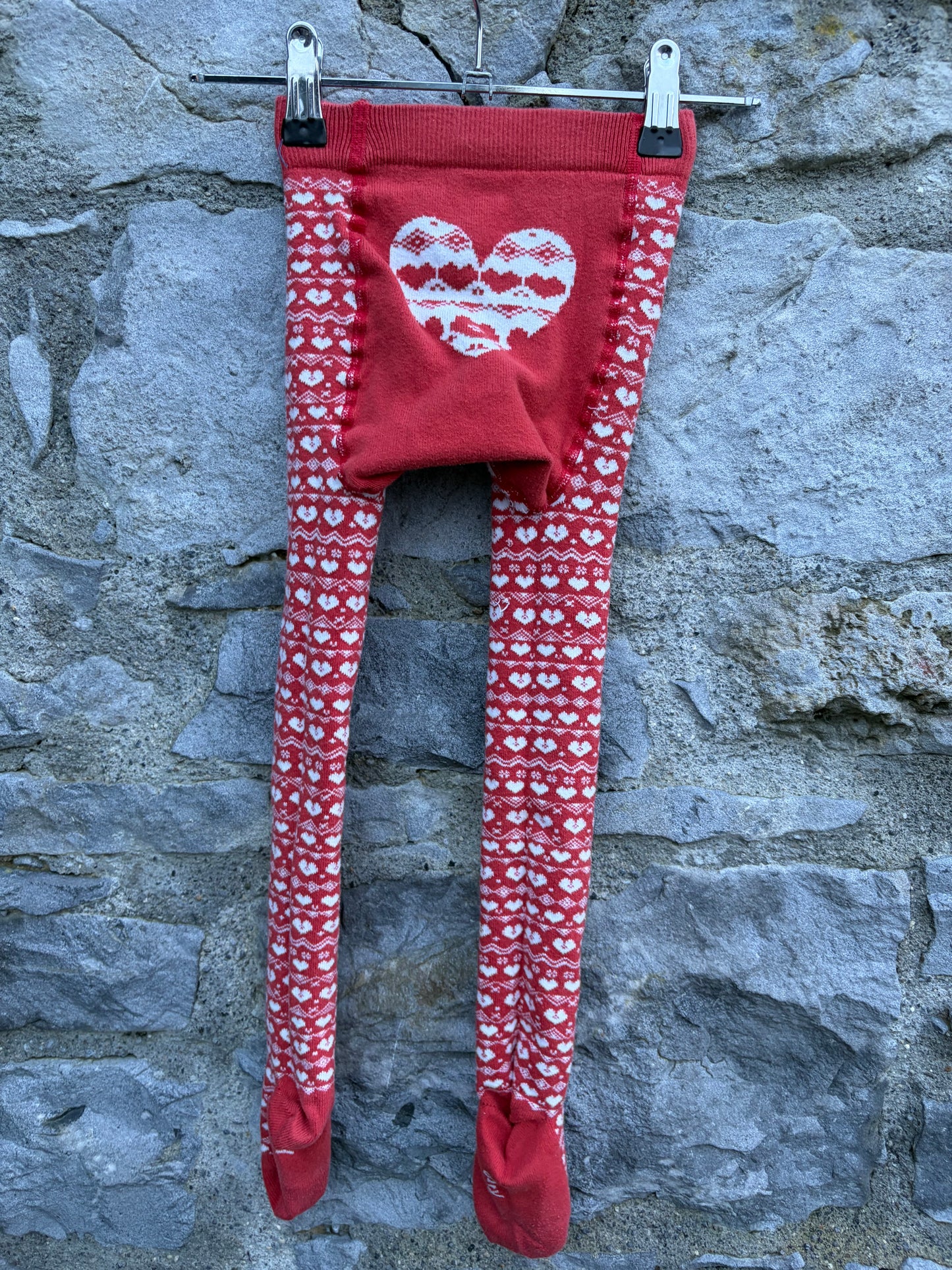 Hearts red tights 2-4y (92-104cm)
