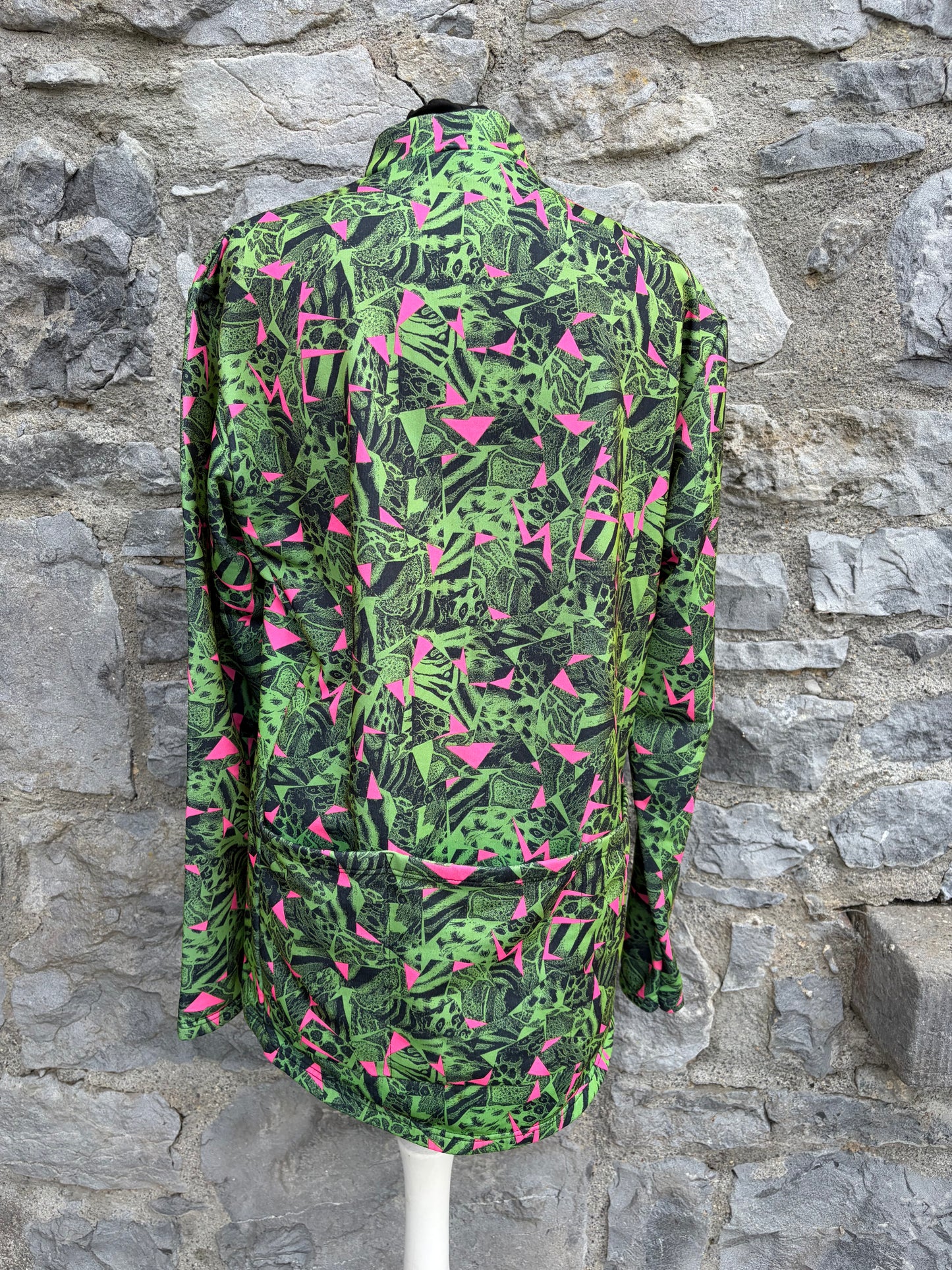 Green&pink abstract geometric half-zip sweatshirt uk 14
