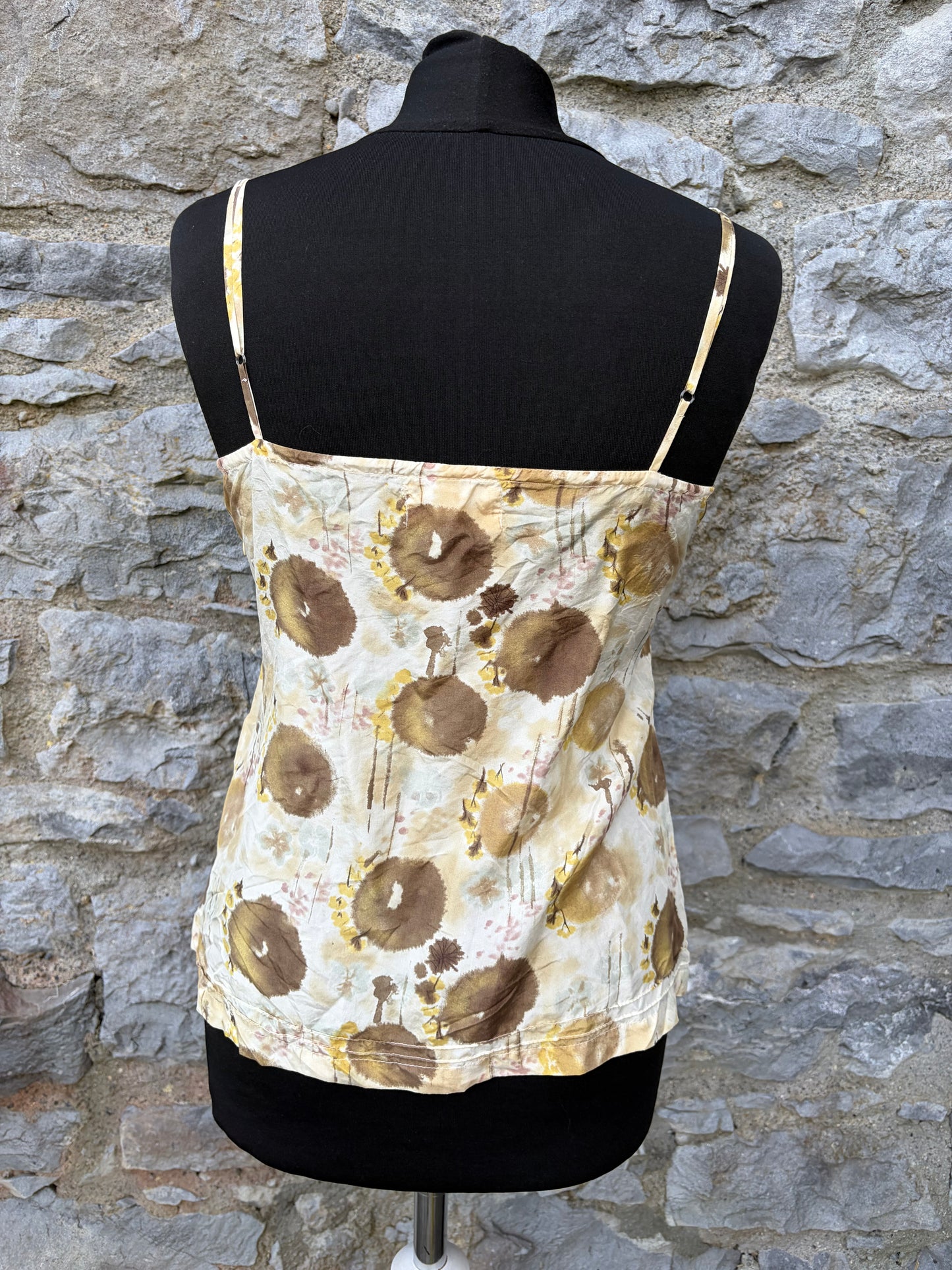 Y2K mega dots beige silk top uk 6-8