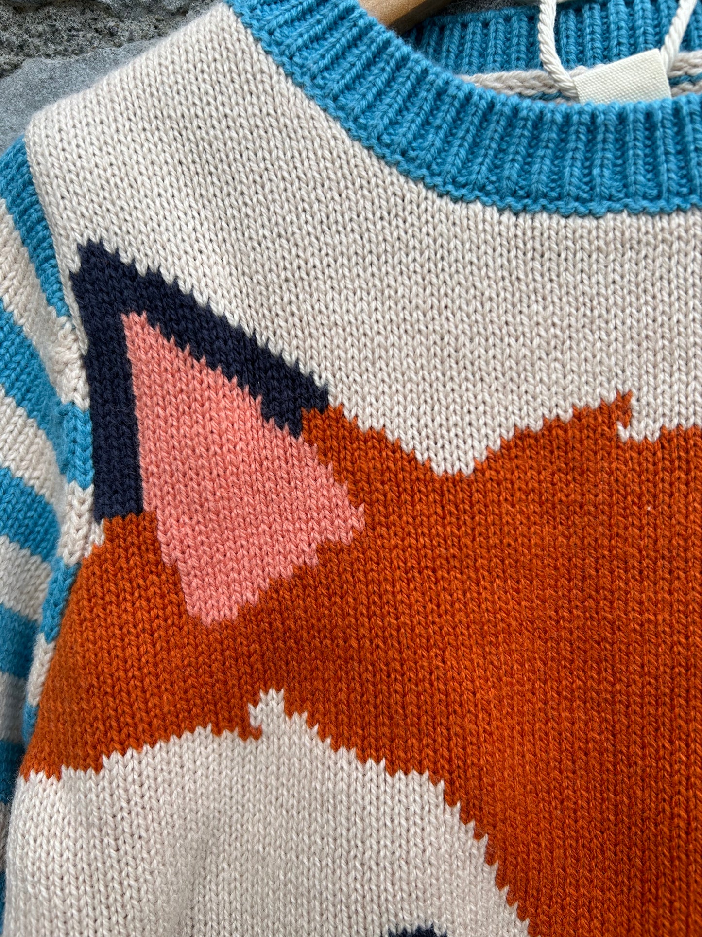 Beige Fox stripy jumper 12-18m (80-86cm)