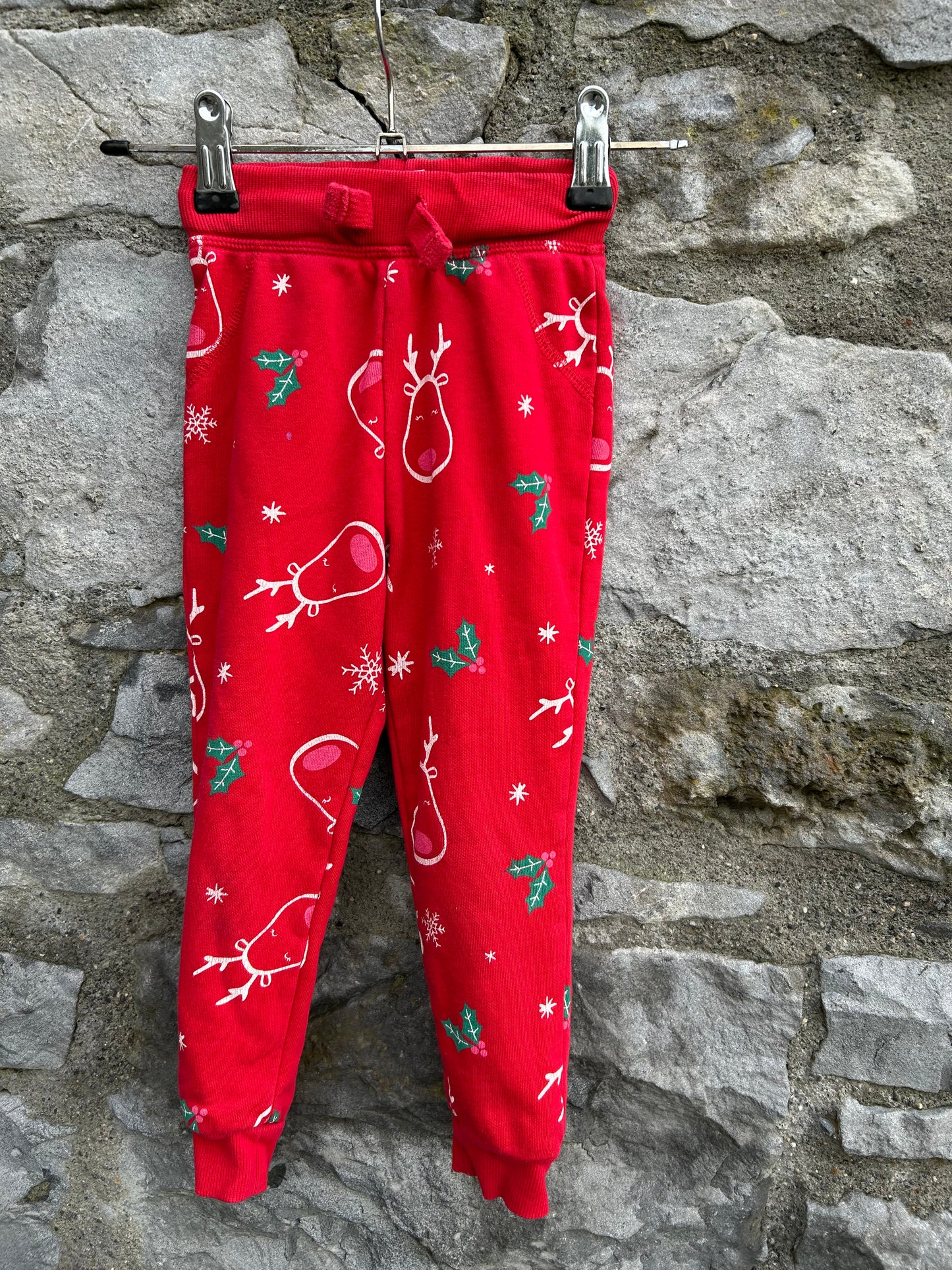Red reindeer tracksuit bottoms 2-3y (92-98cm)