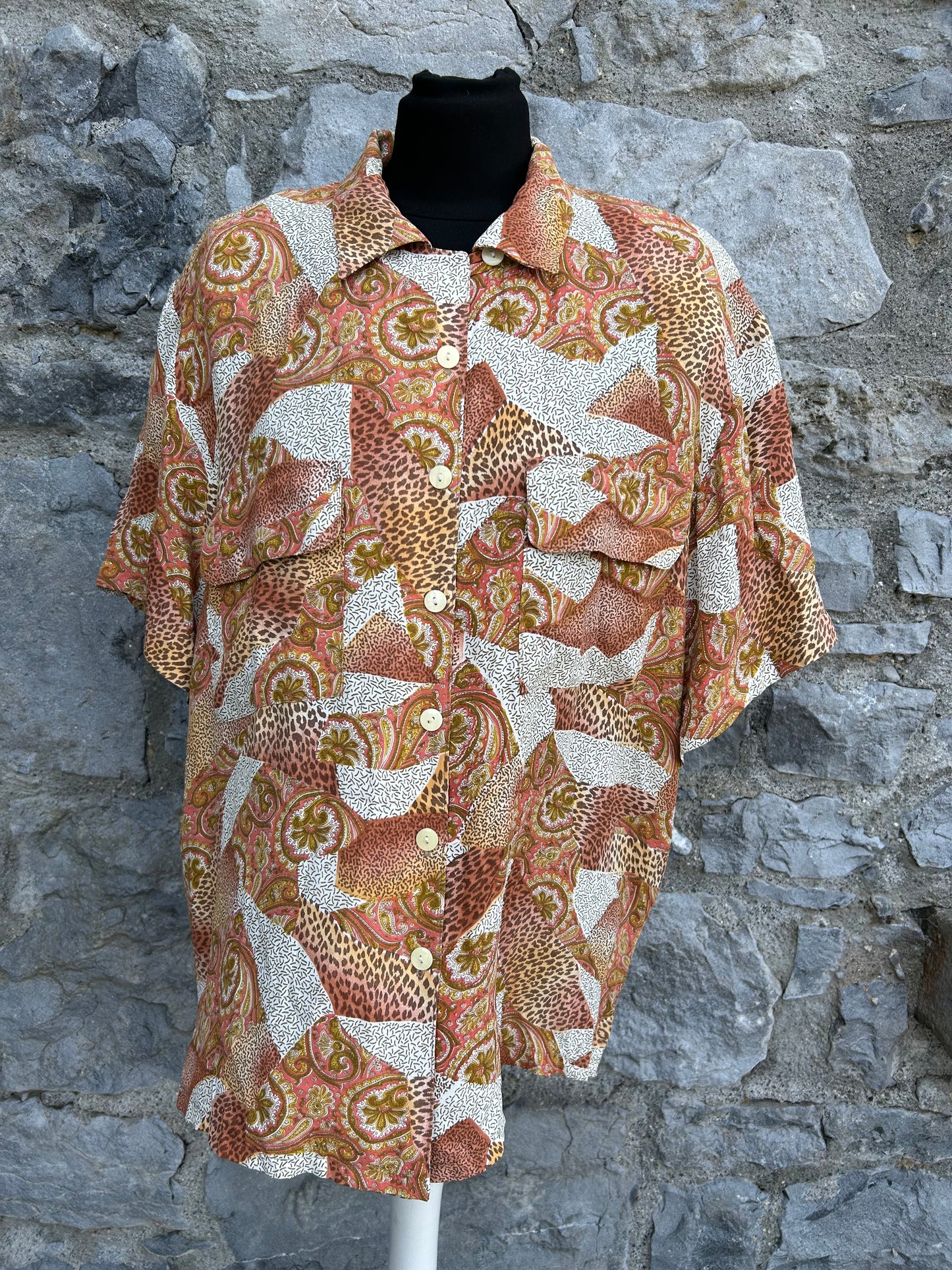 80s brown abstract shirt Small