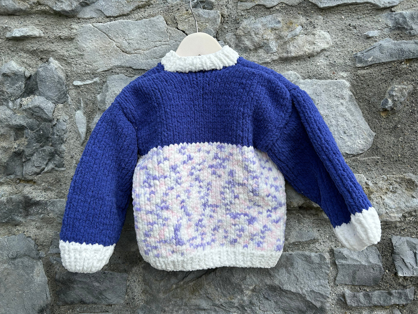 Purple&melange fleece cardigan 3-4y (98-104cm)