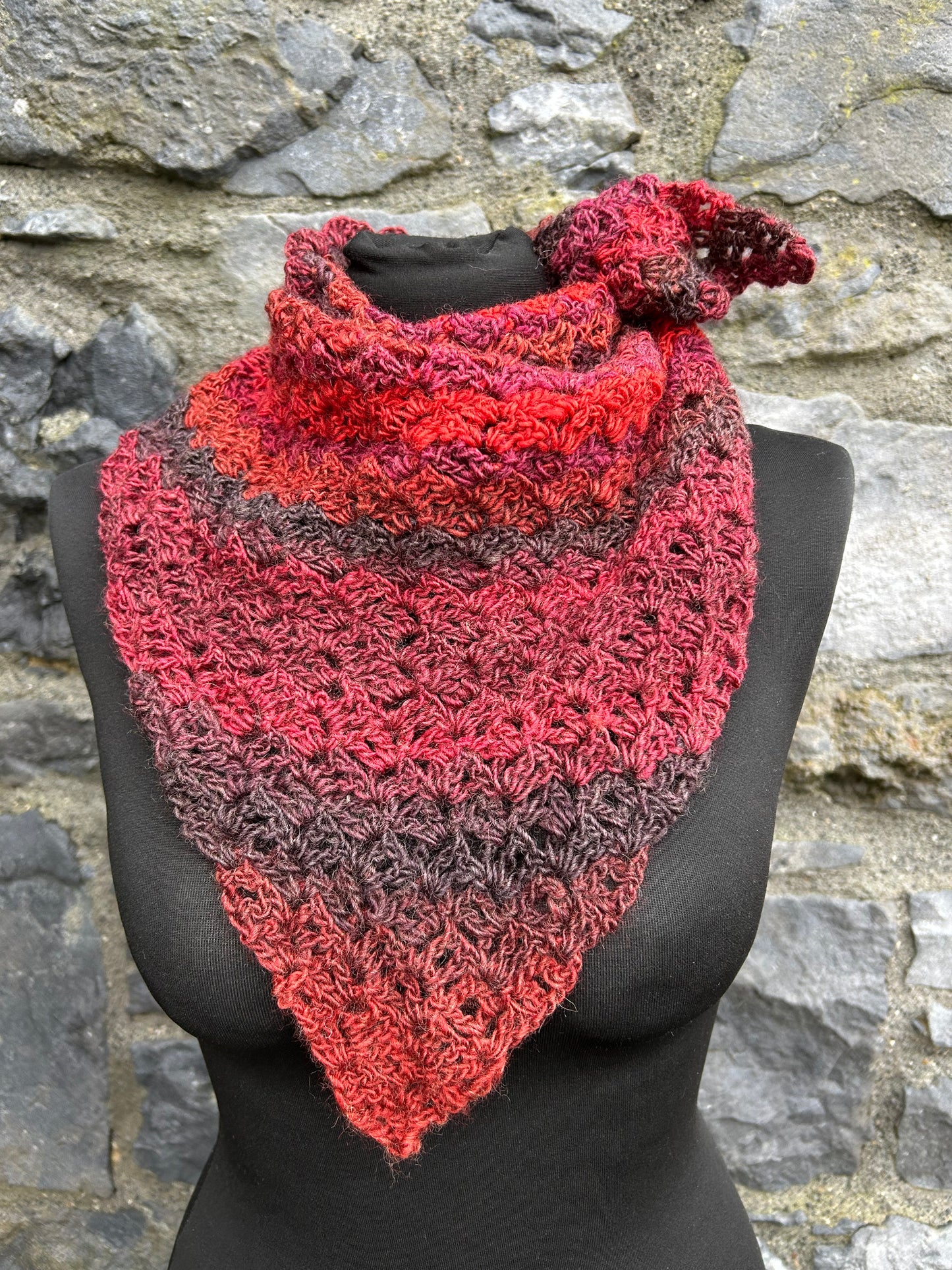 Red crochet scarf