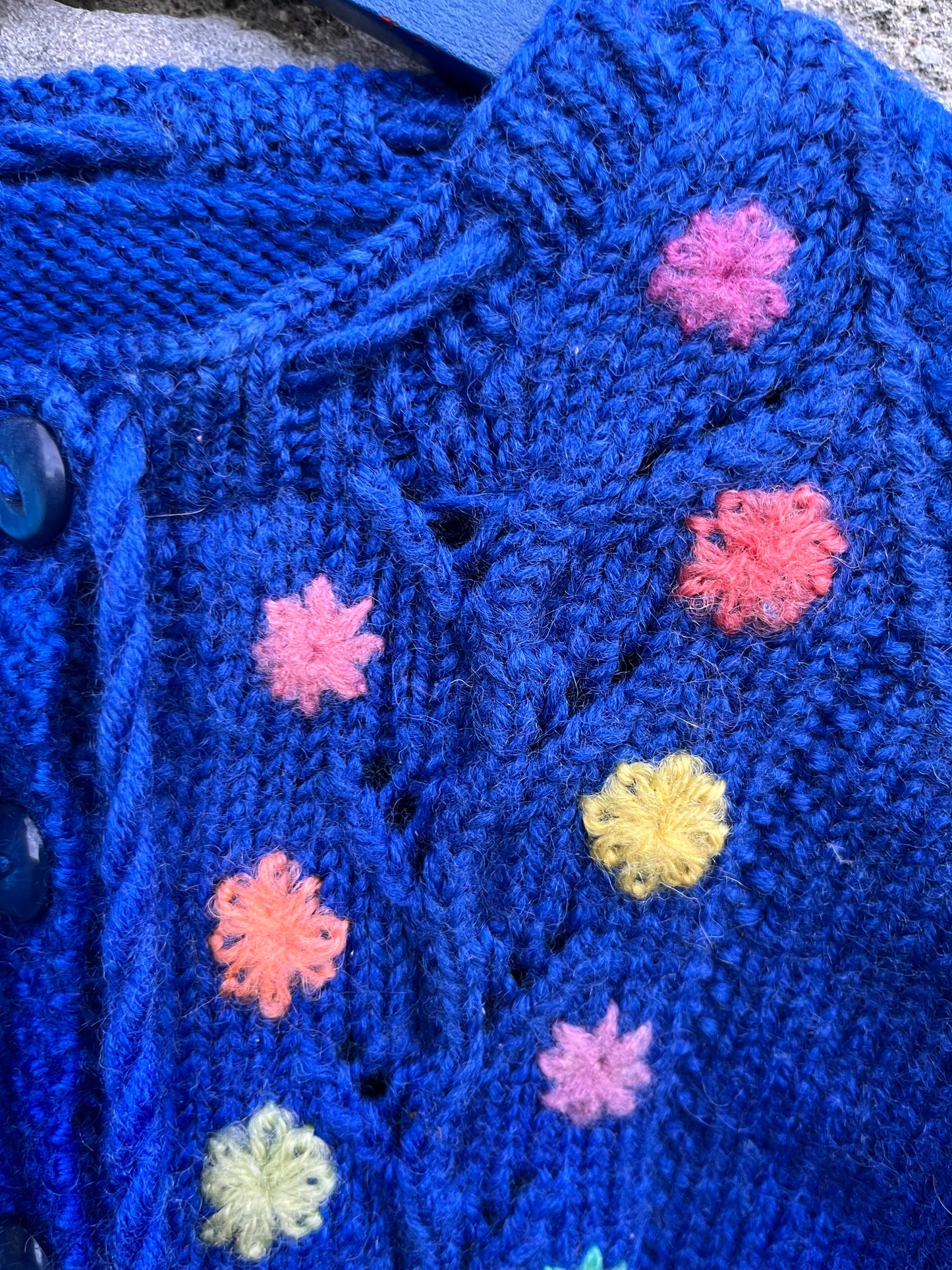 Royal blue small flowers cardigan 8-10y (128-140cm)