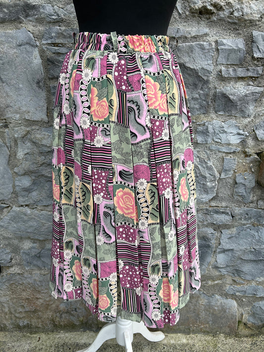 80s Pink&green floral patchwork skirt uk 6-8