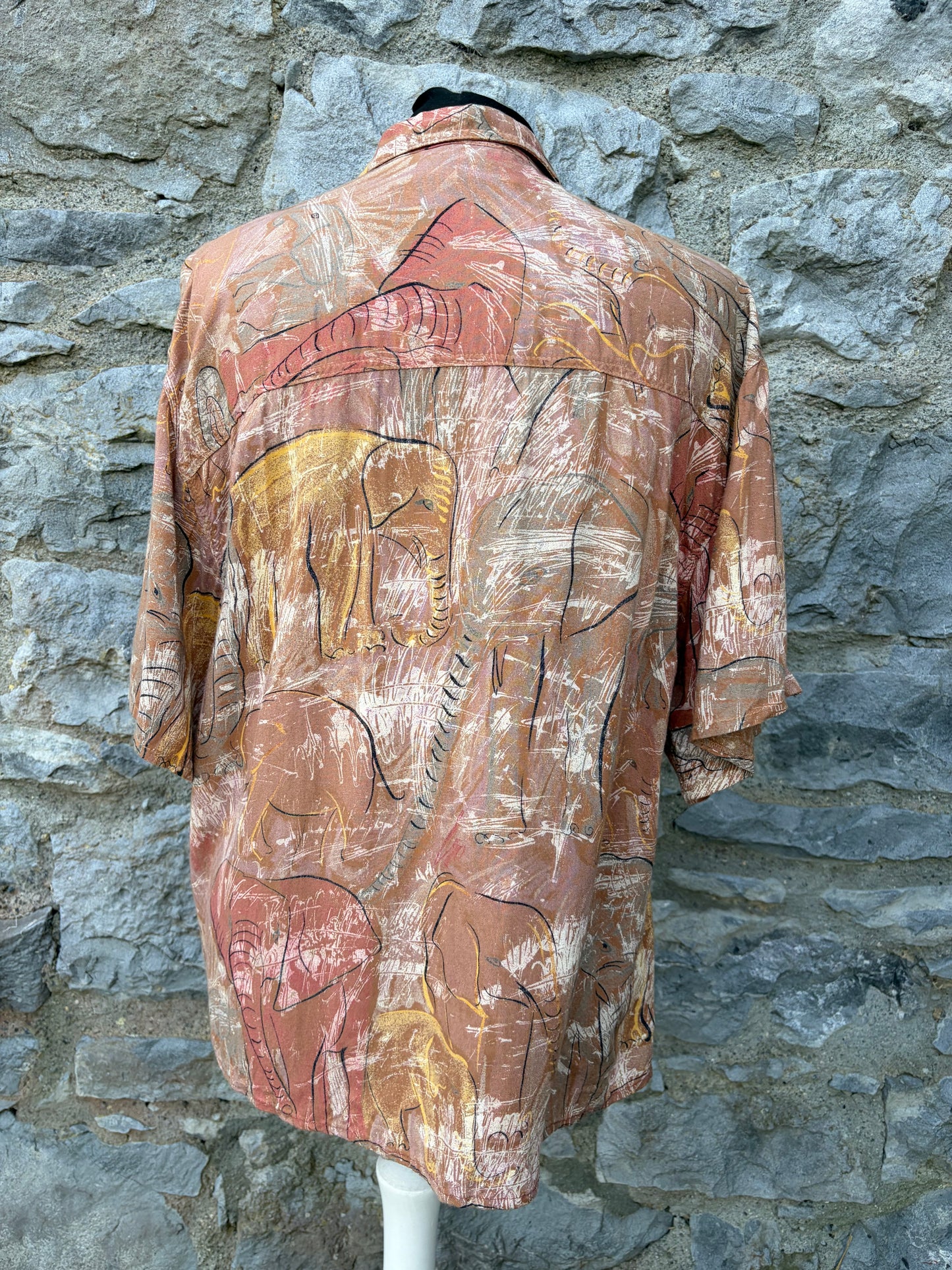 80s brown elephants shirt uk 10-12