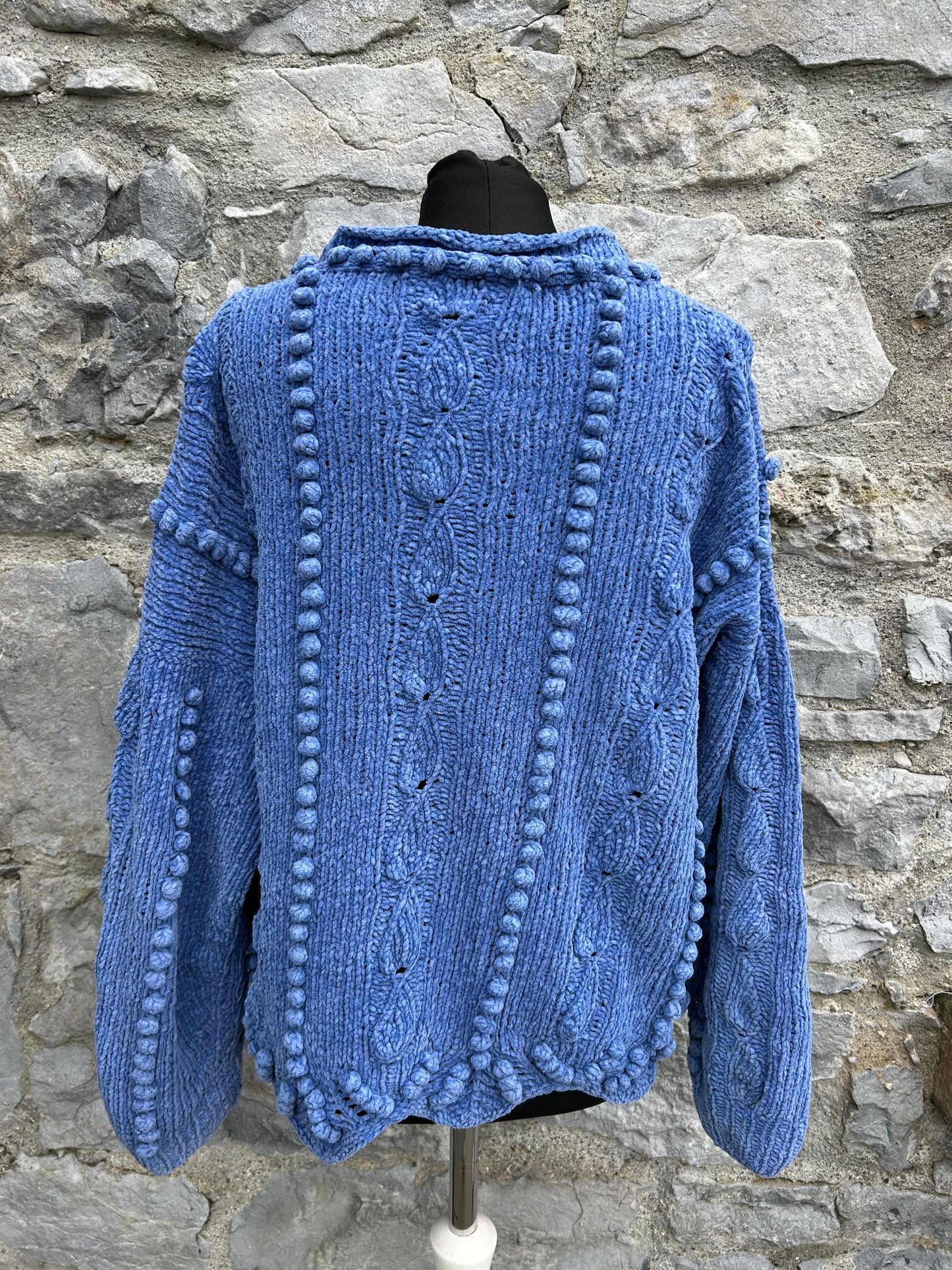 90s blue chunky knit jumper uk 14-16