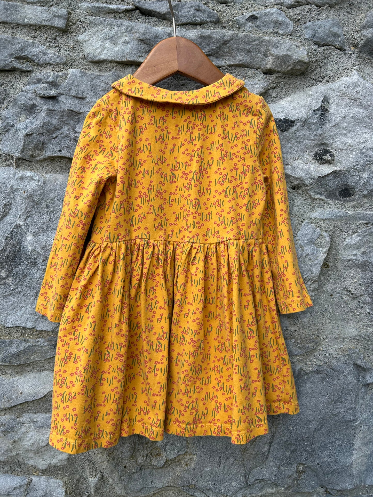 Tiny Flowers mustard dress 12-18m (80-86cm)
