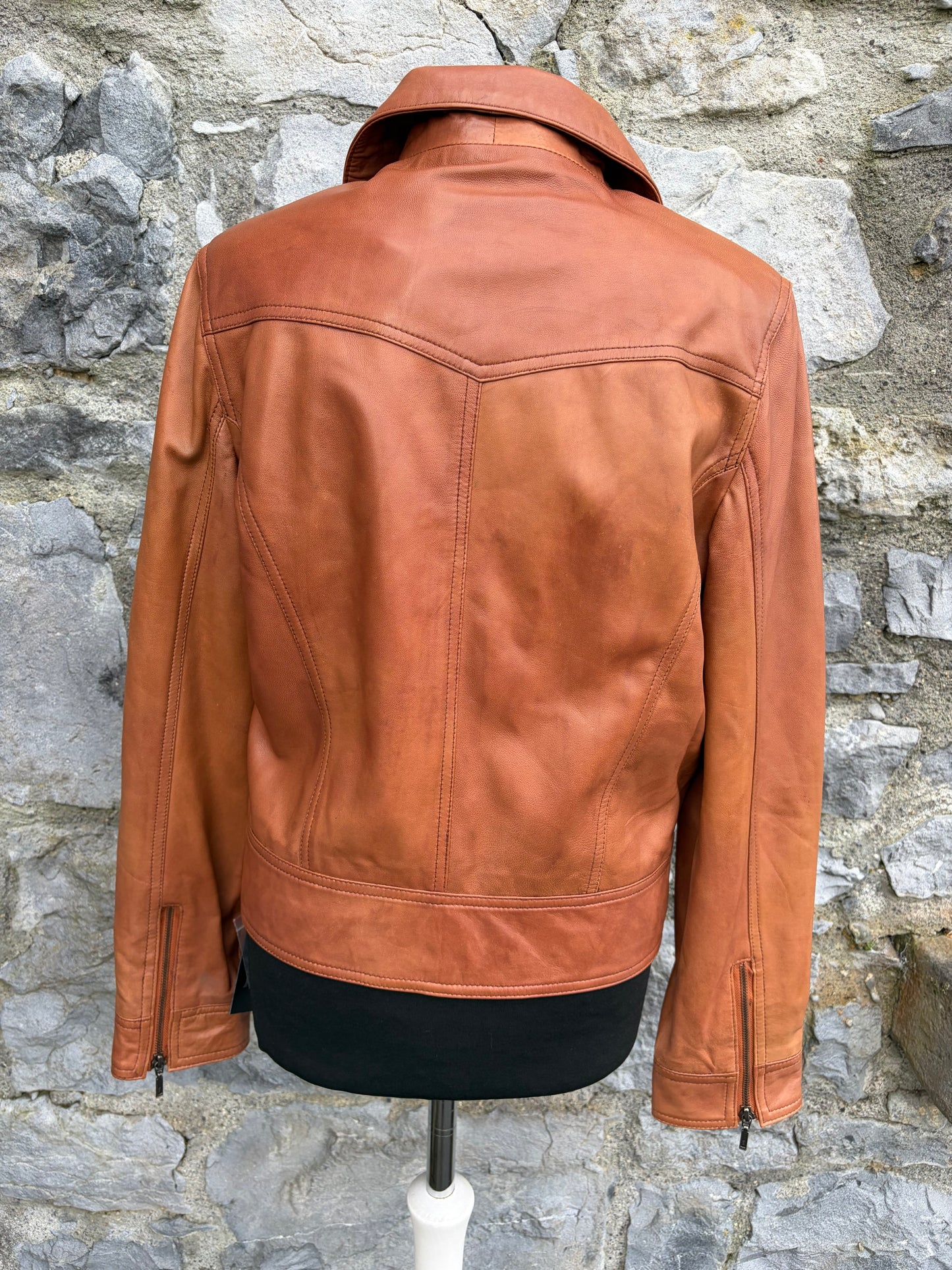 90s brown leather jacket uk 8-10