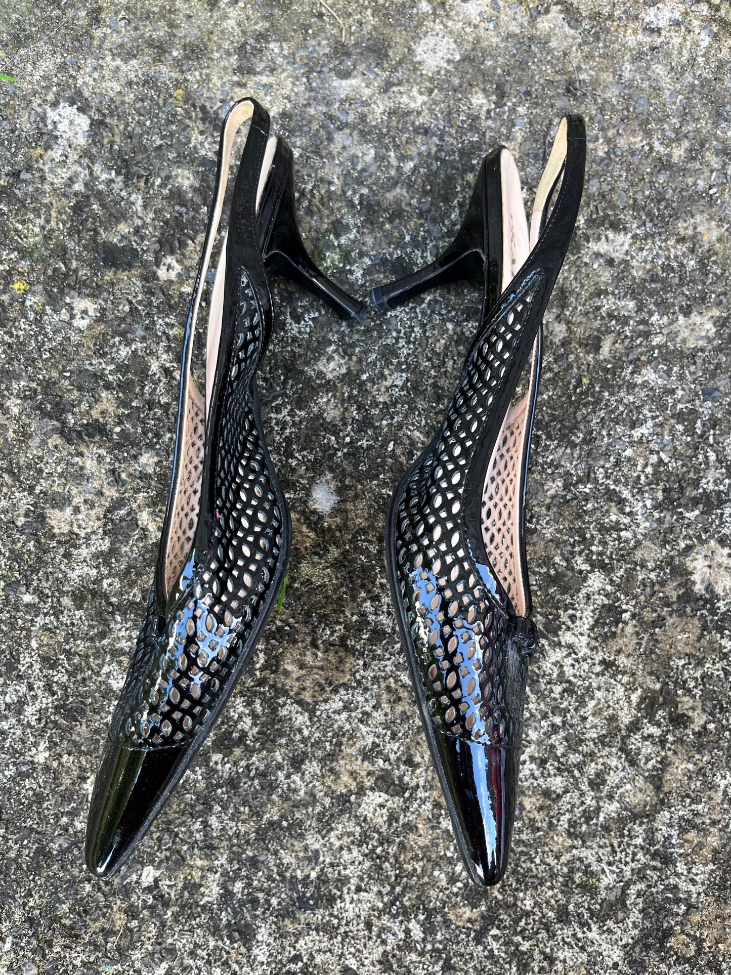Slingback Black patent low heels uk 6 (eu 39)
