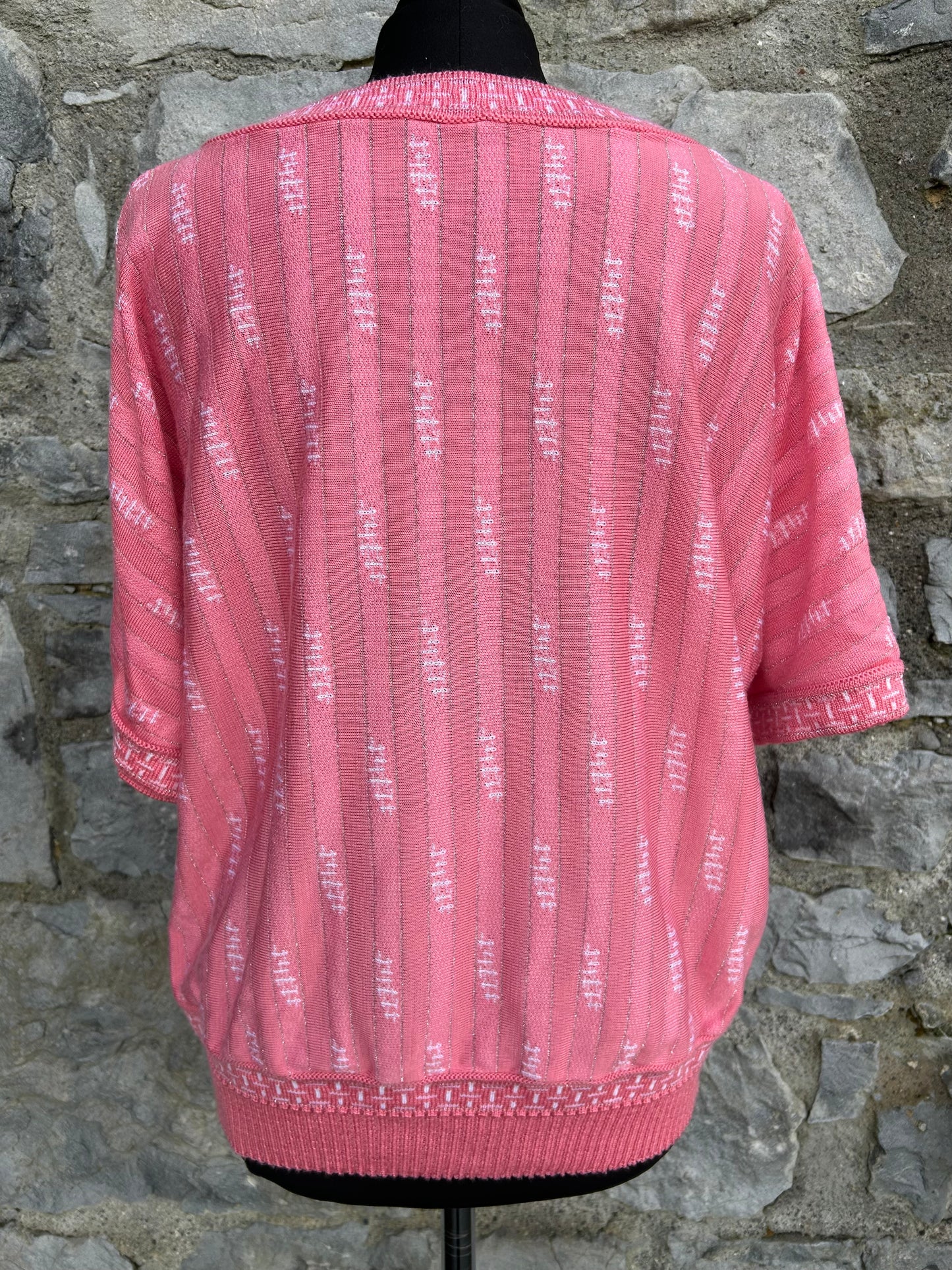 80s pink sparkly knitted top uk 12-14