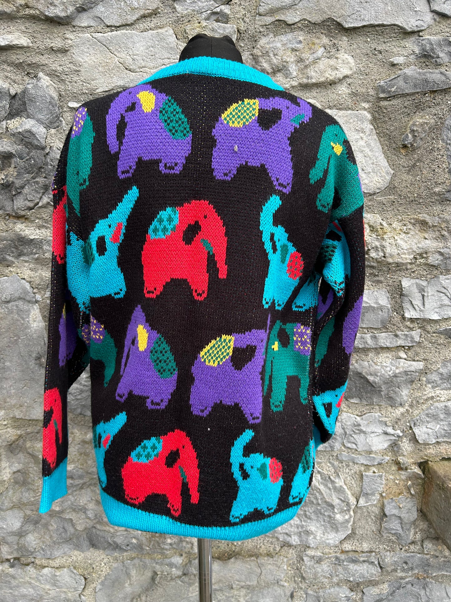 80s colourful elephants jumper uk 6-8