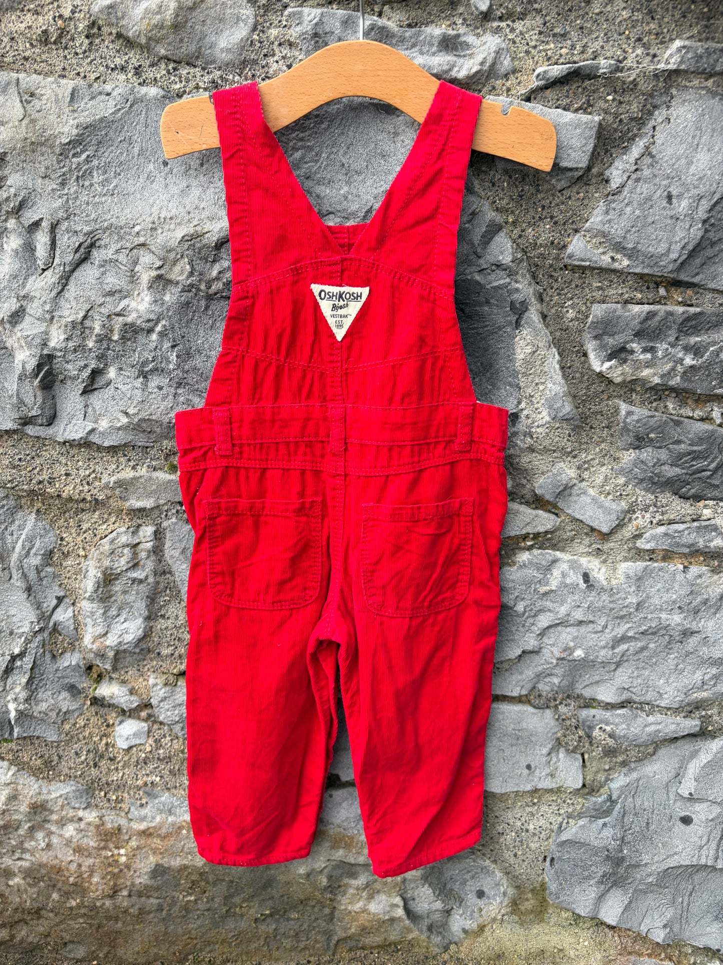 Y2K red cord dungarees 9-12m (74-80cm)