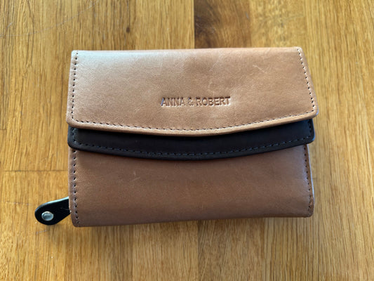 Brown & inside colourful wallet