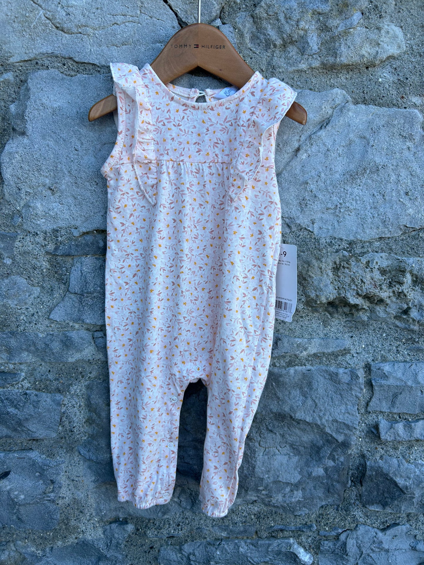Pink floral rompers&hat 6-9m (68-74cm)
