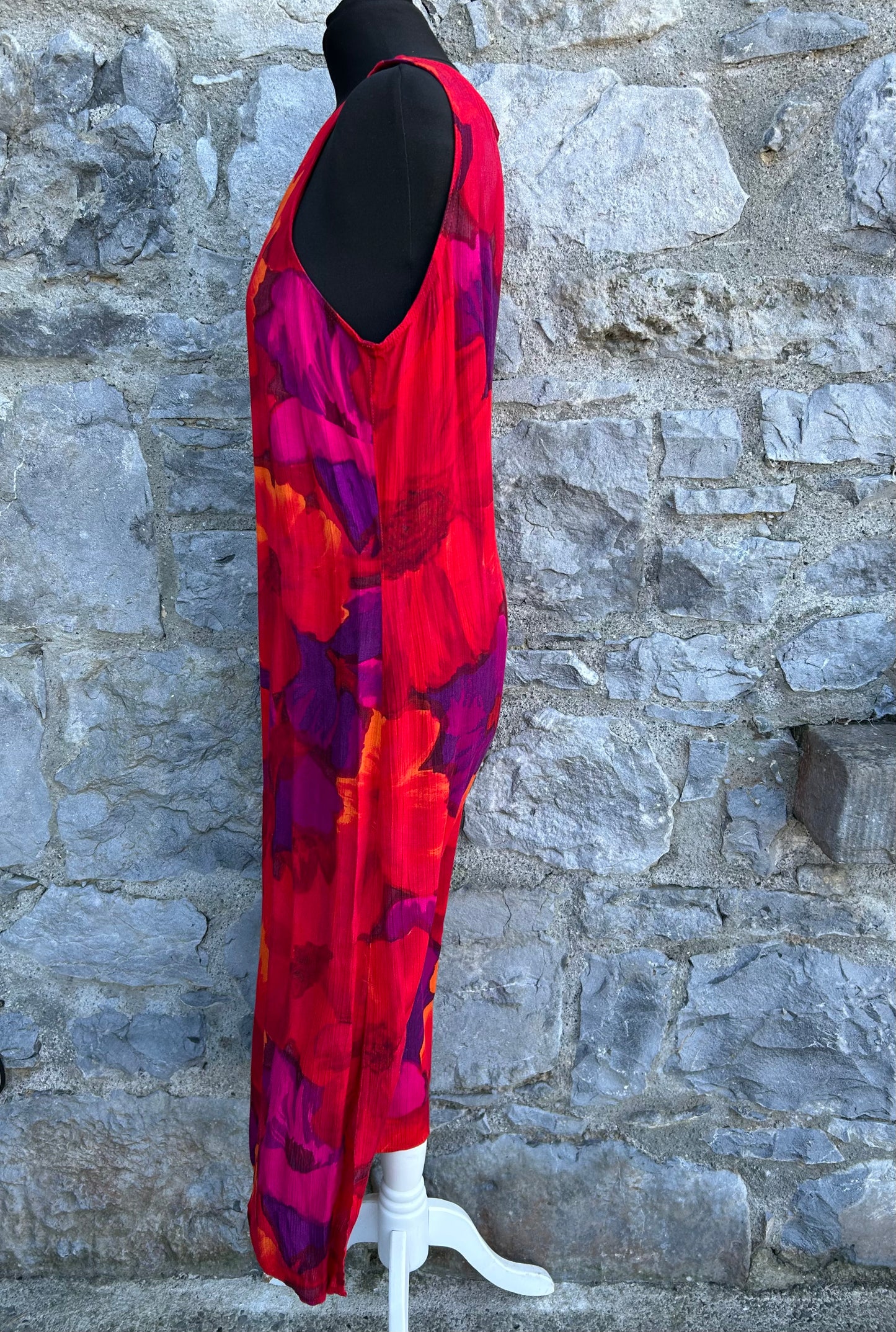 90s wrinkled pink flowers dress uk 12