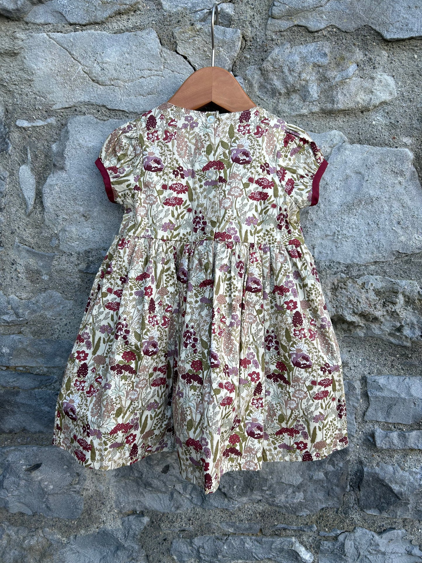 Maroon&green meadow dress 12-18m (80-86cm)