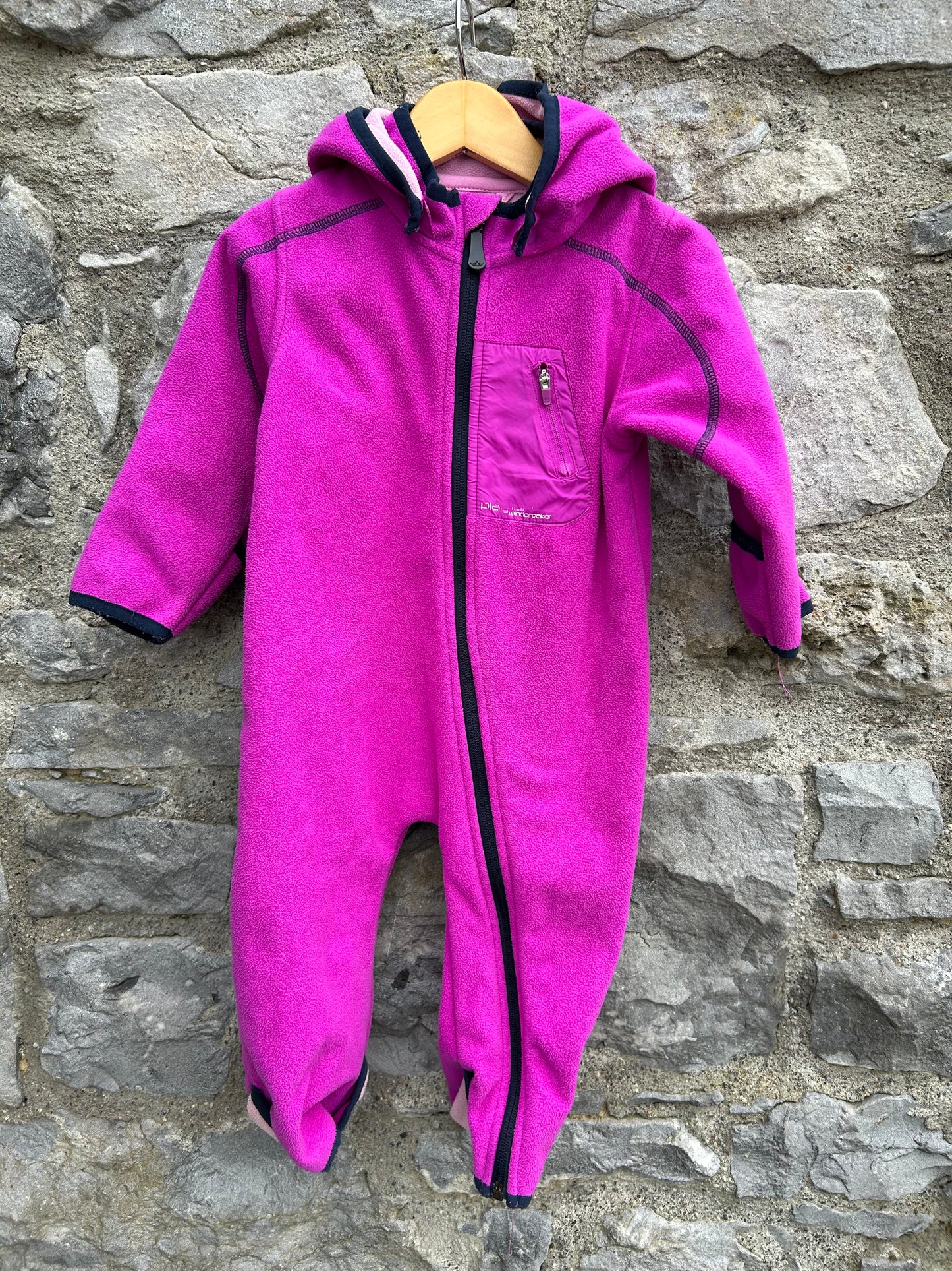 Pink fleece pramsuit 9-12m (74-80cm)