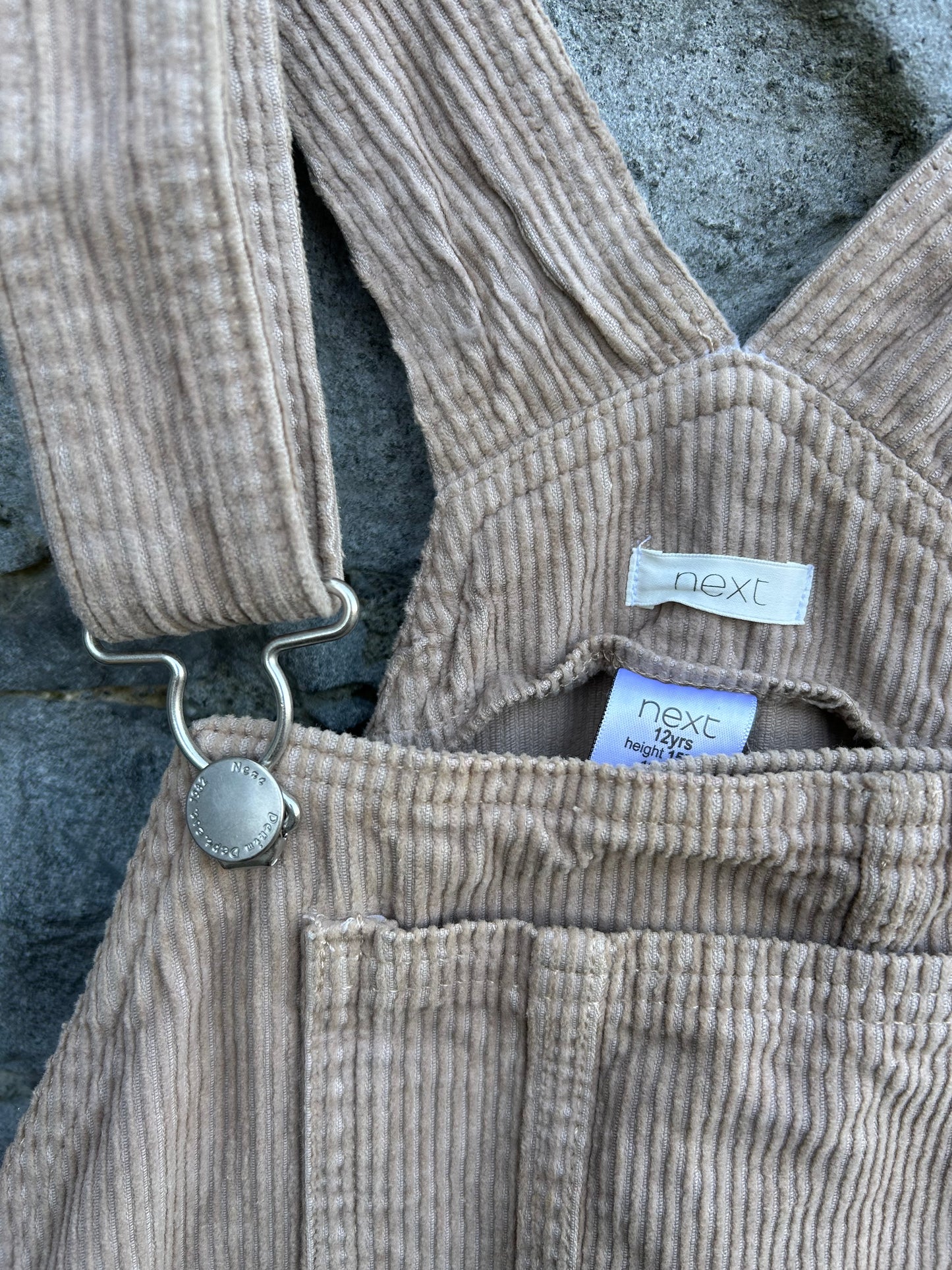 Beige cord cropped dungarees 12y (152cm)