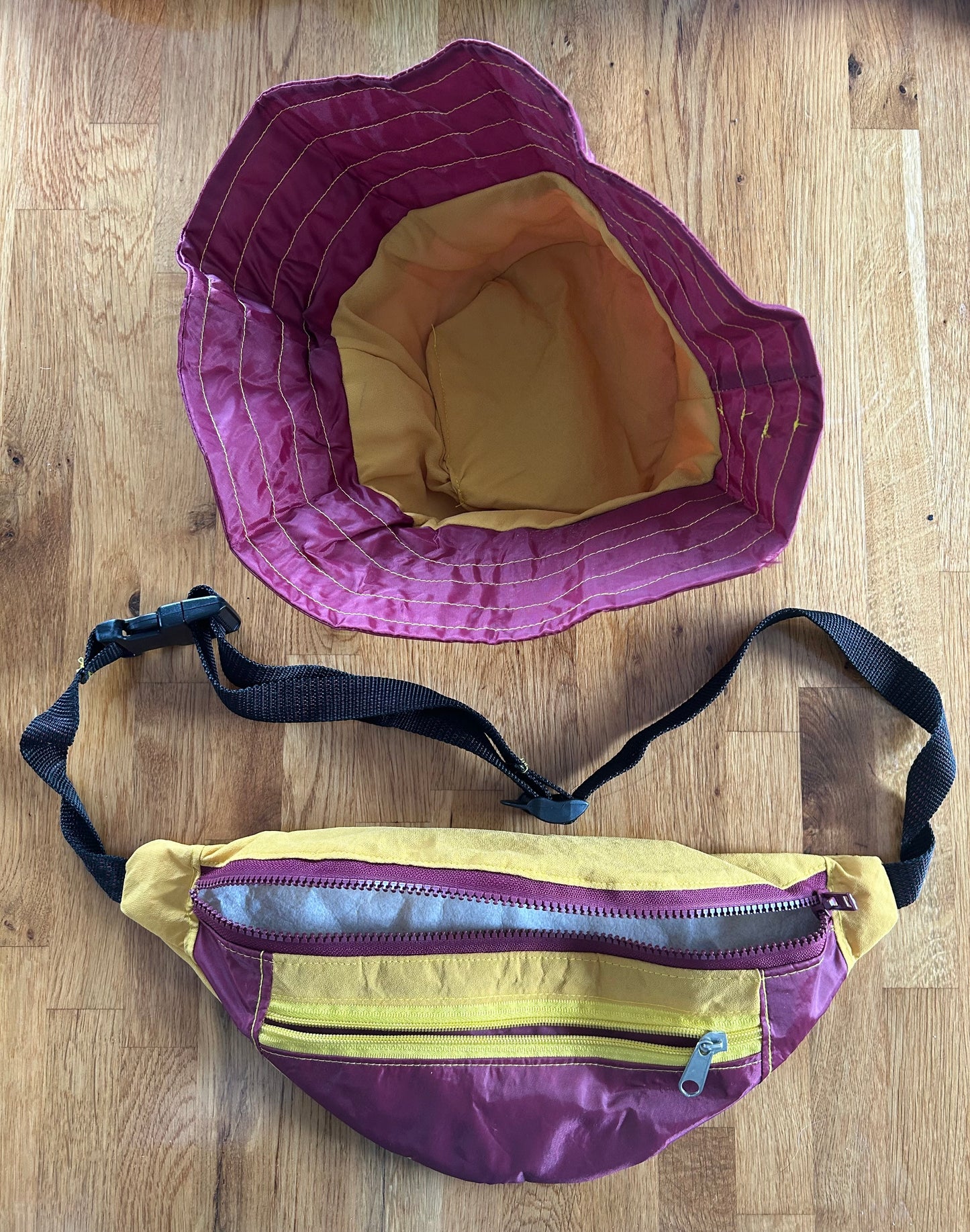 Maroon&yellow adult hat&bag