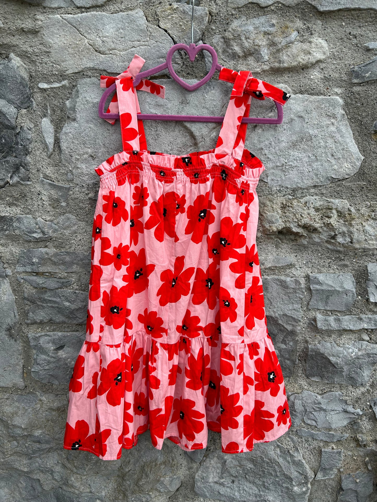 Poppies pink dress 9-10y (134-140cm)
