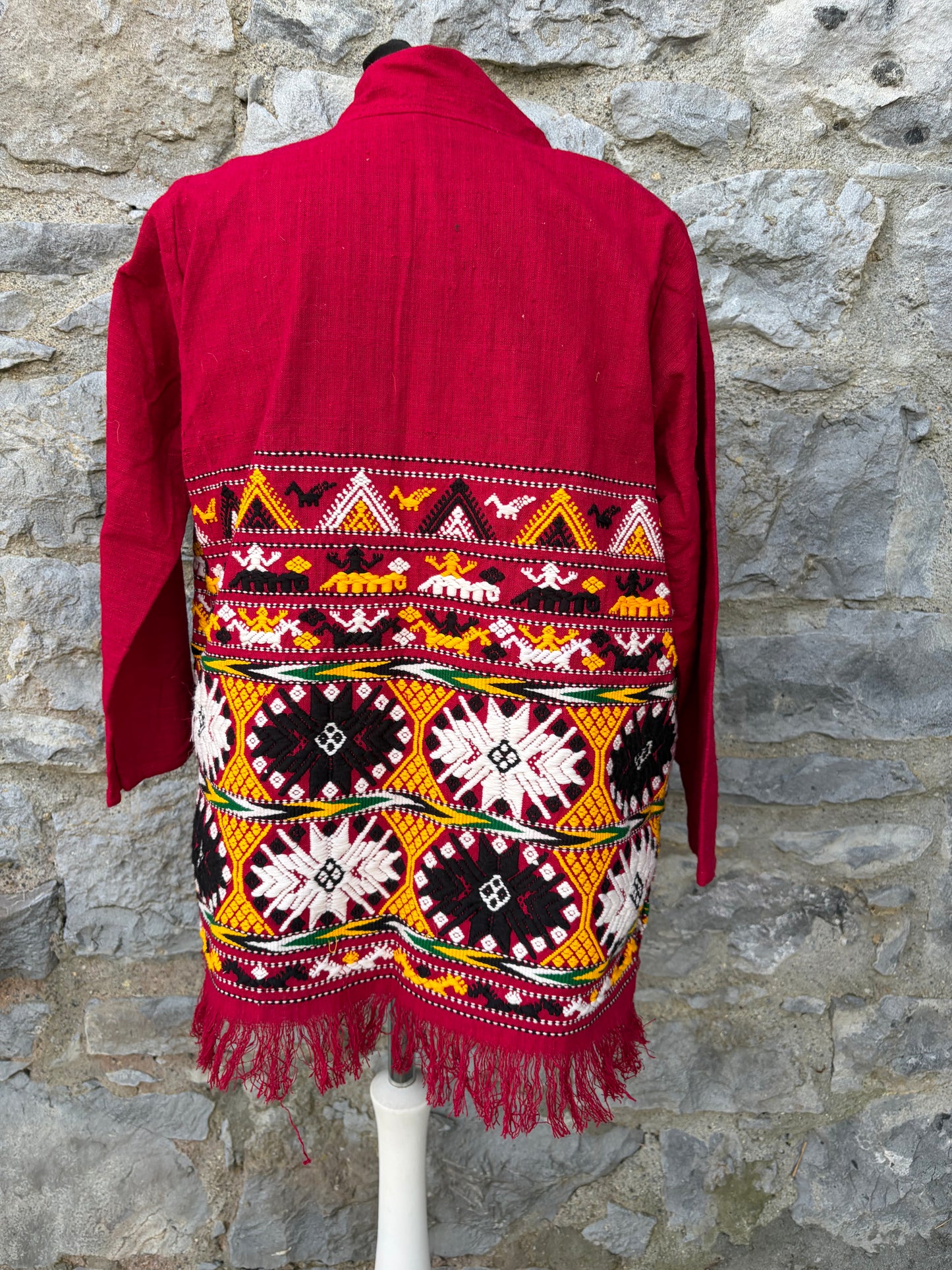 90s Peruvian embroidered open cardigan uk 8-10