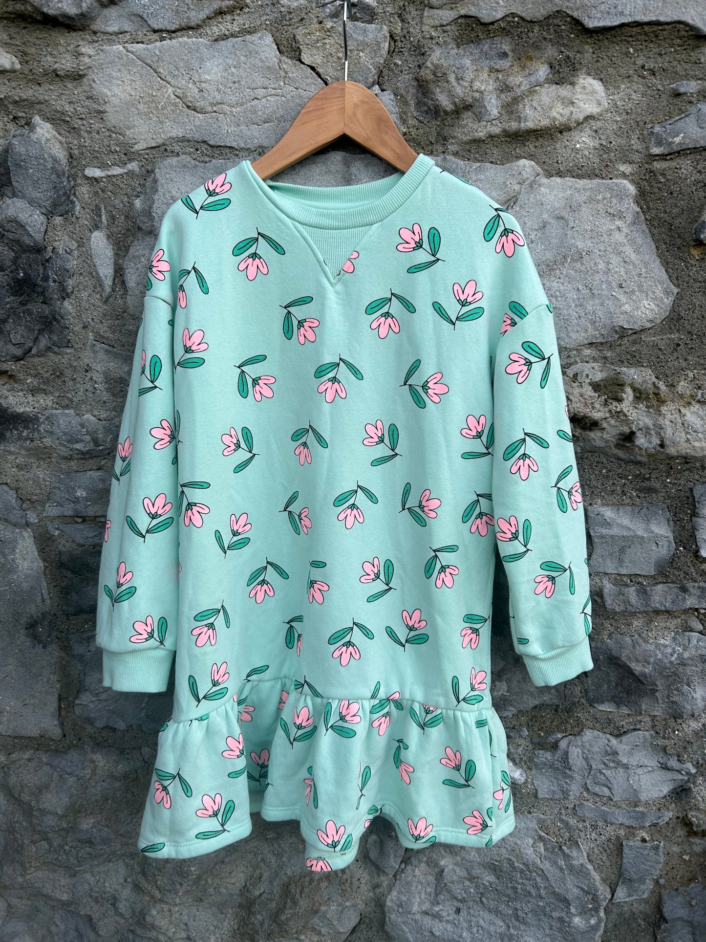 Floral green sweat dress 9-10y (134-140cm)