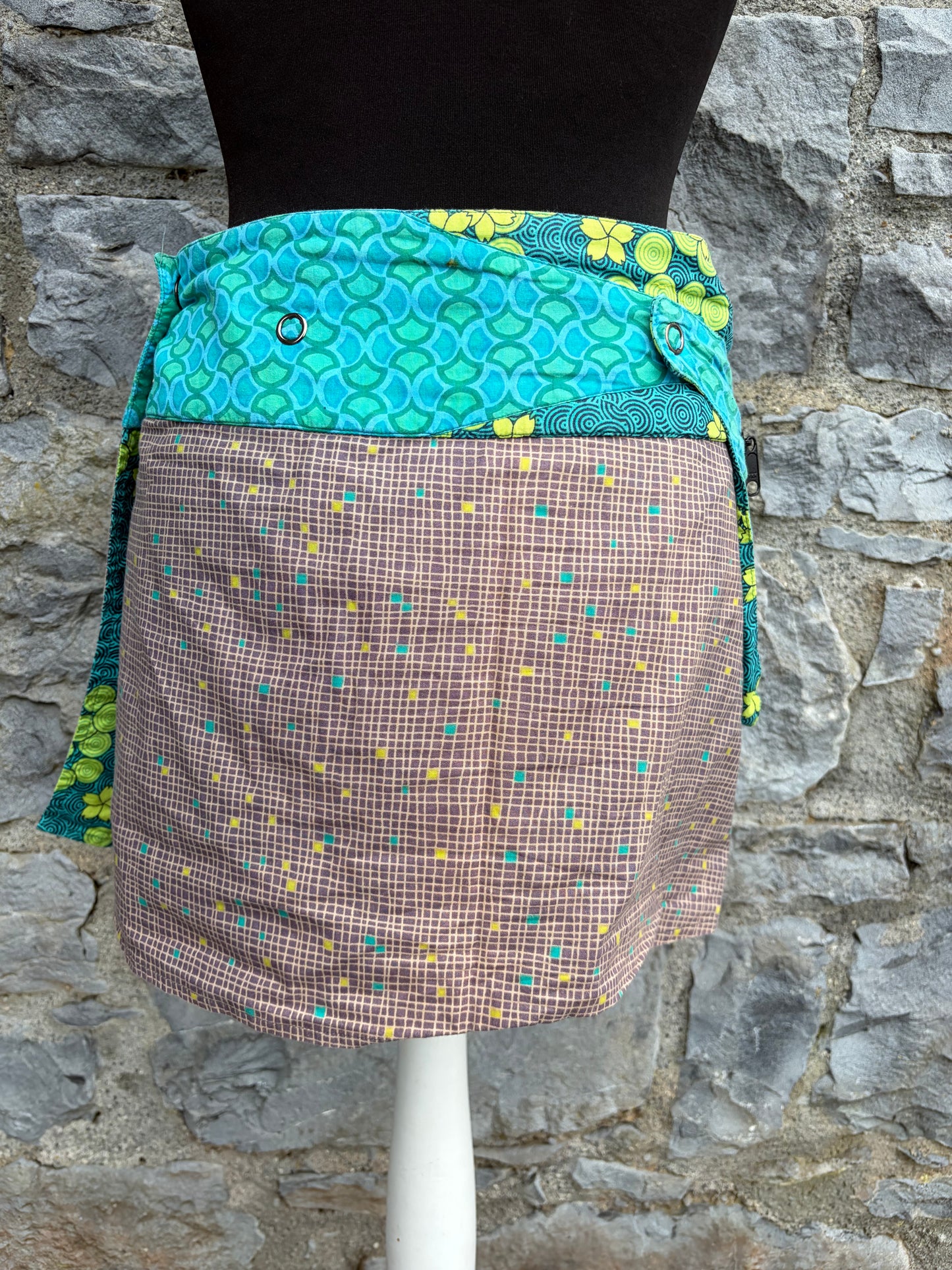Teal&brown reversible skirt uk 10-12